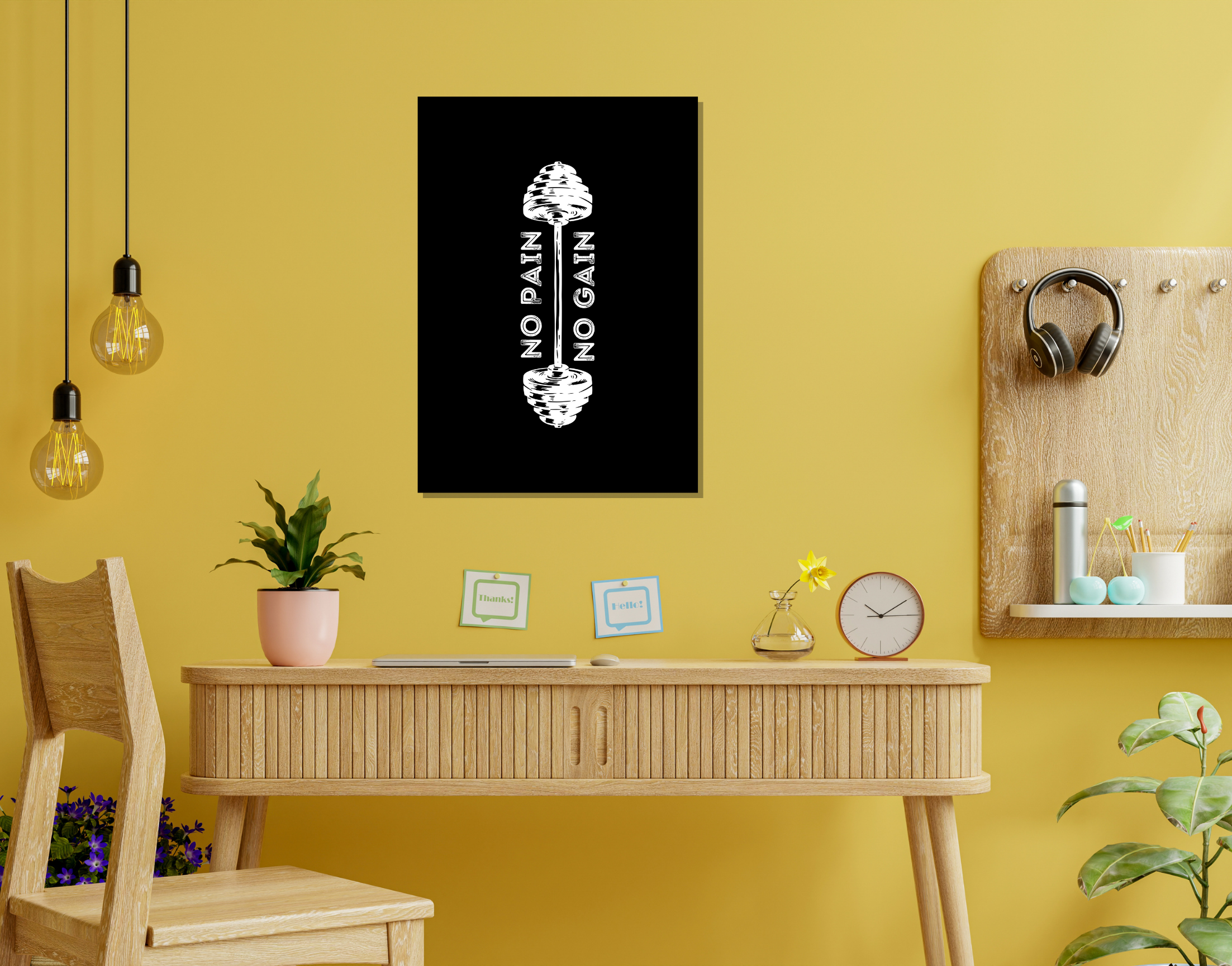 "NO PAIN NO GAIN- Shiny & Sturdy Metallic Poster Art That Pops & Sticks (Literally!)