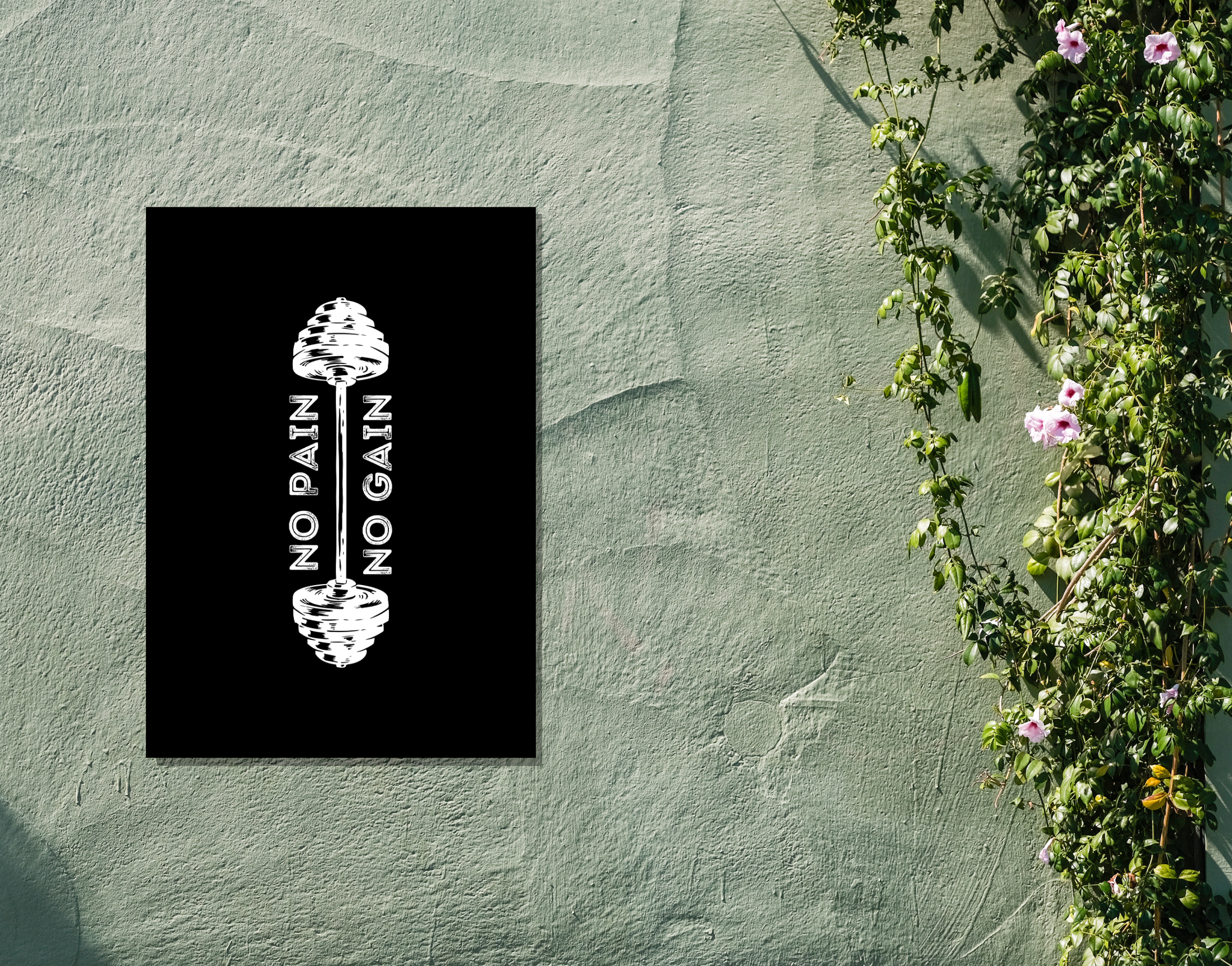 "NO PAIN NO GAIN- Shiny & Sturdy Metallic Poster Art That Pops & Sticks (Literally!)