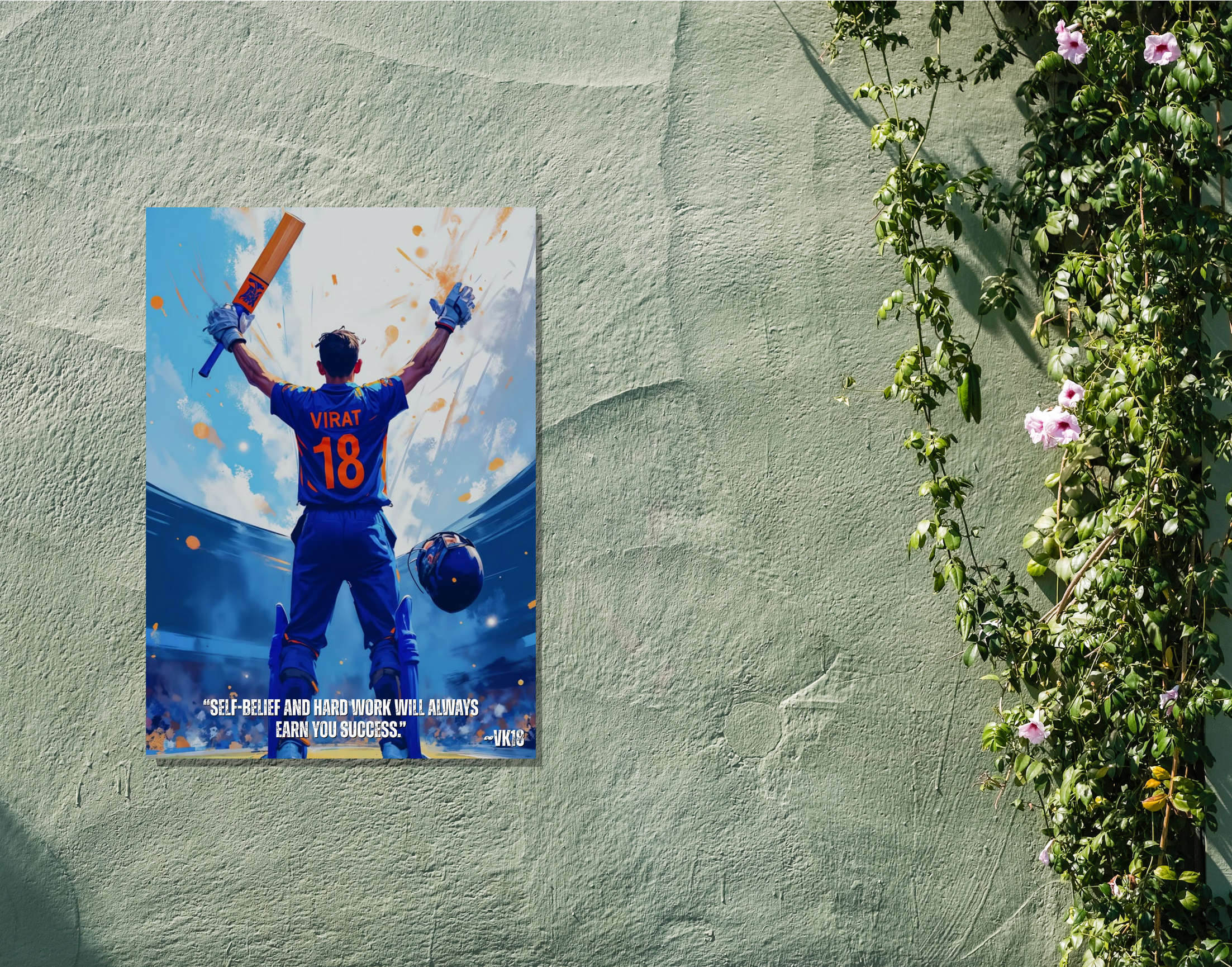 "No Luck, Just Grind – The Kohli Code"- Shiny & Sturdy Metallic Poster Art That Pops & Sticks