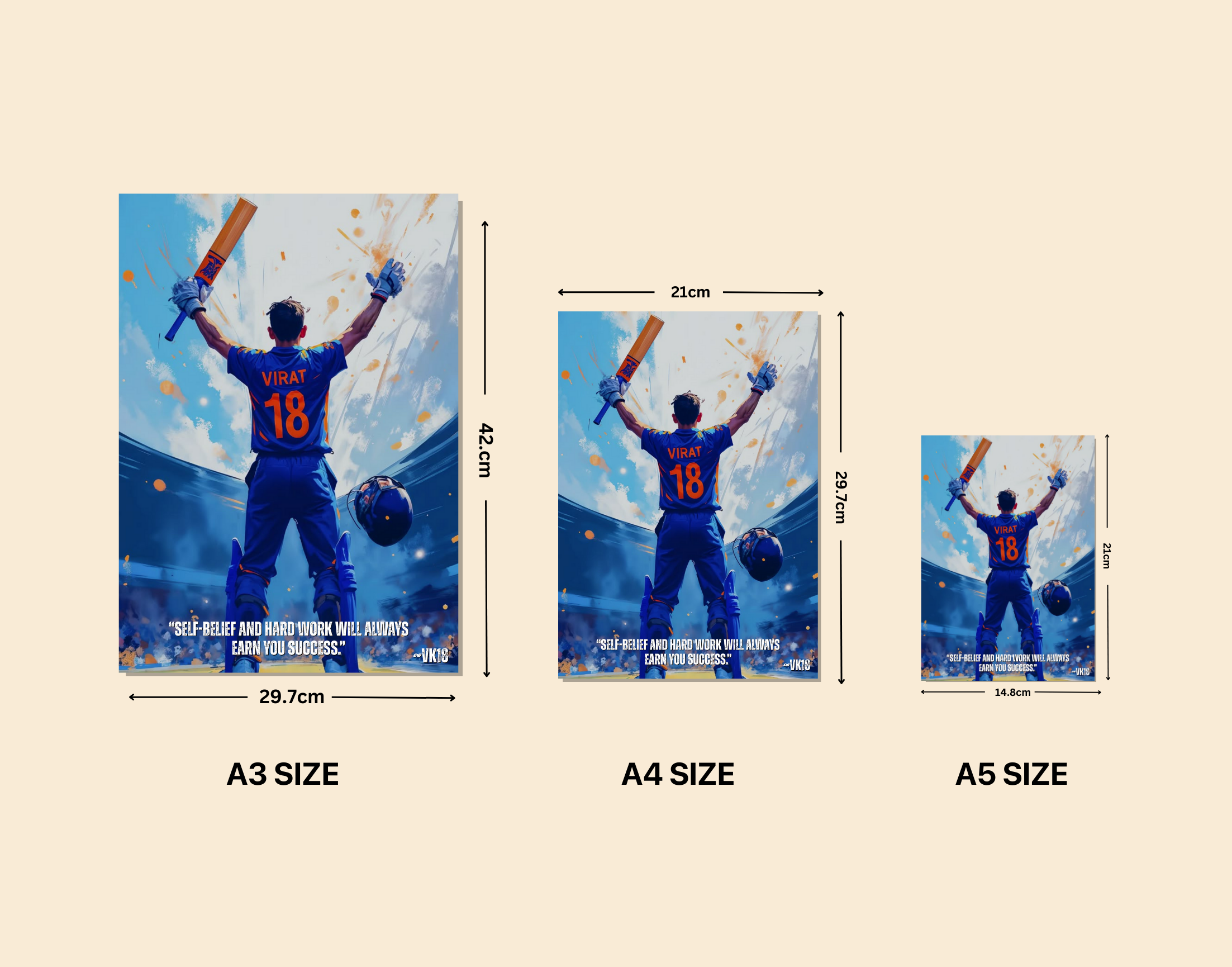 "No Luck, Just Grind – The Kohli Code"- Shiny & Sturdy Metallic Poster Art That Pops & Sticks