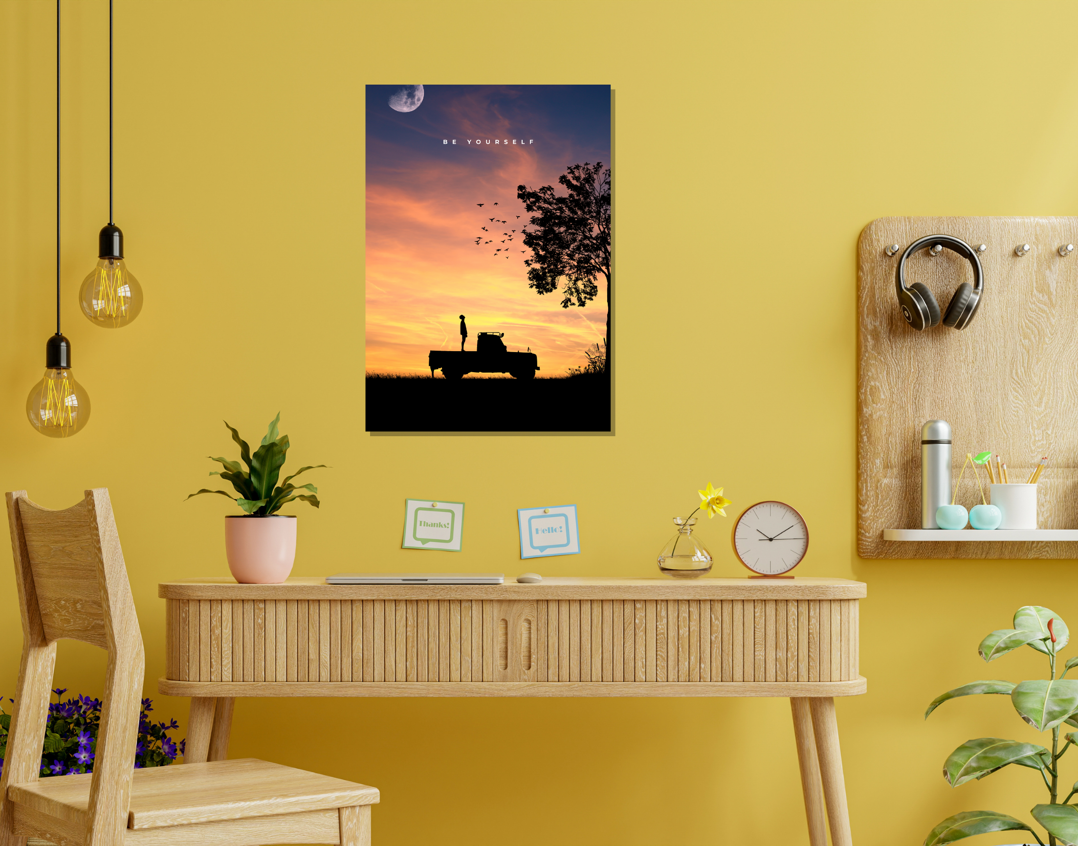 "BE YOURSELF- ADVENTURE"- Shiny & Sturdy Metallic Poster Art That Pops & Sticks