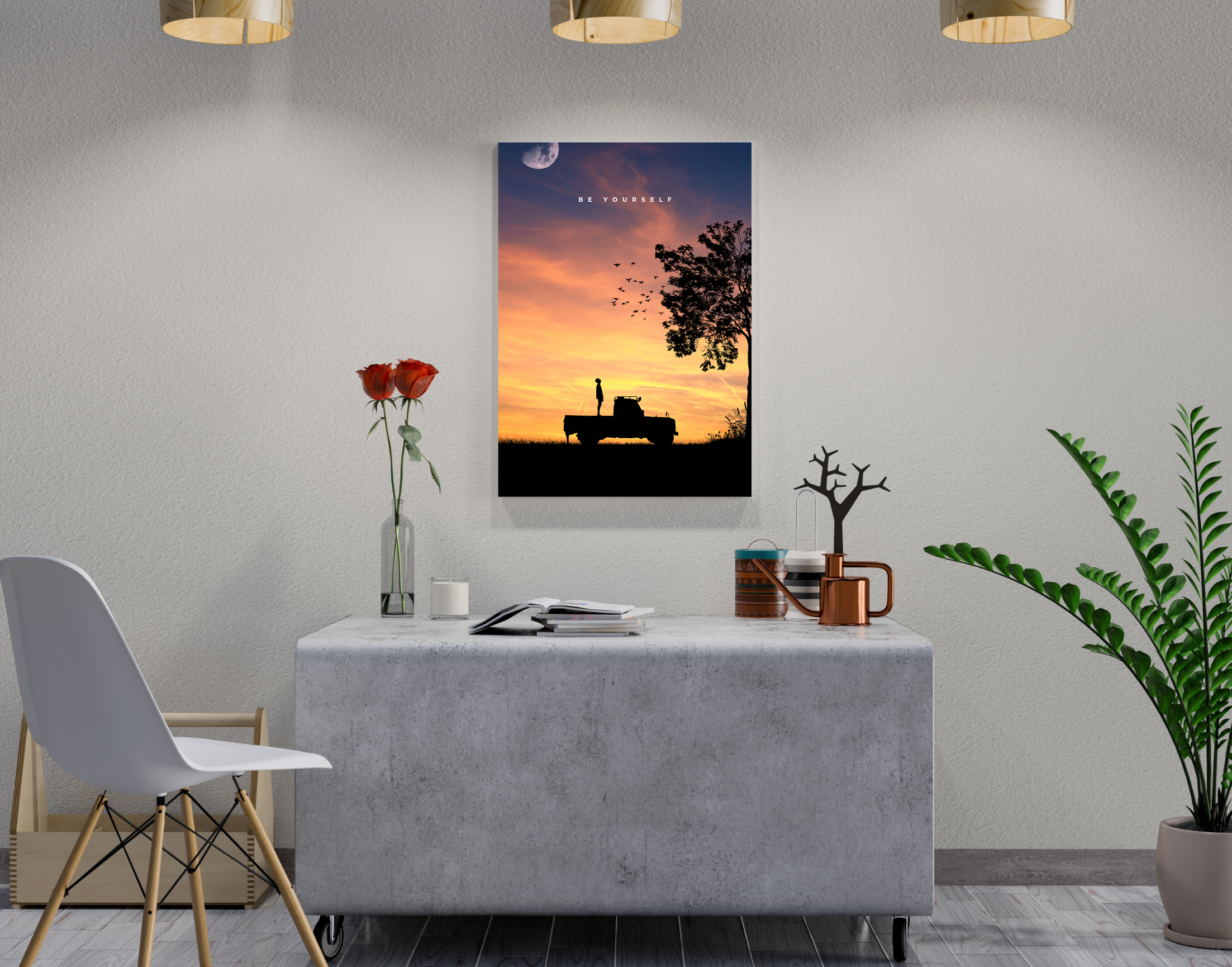 "BE YOURSELF- ADVENTURE"- Shiny & Sturdy Metallic Poster Art That Pops & Sticks