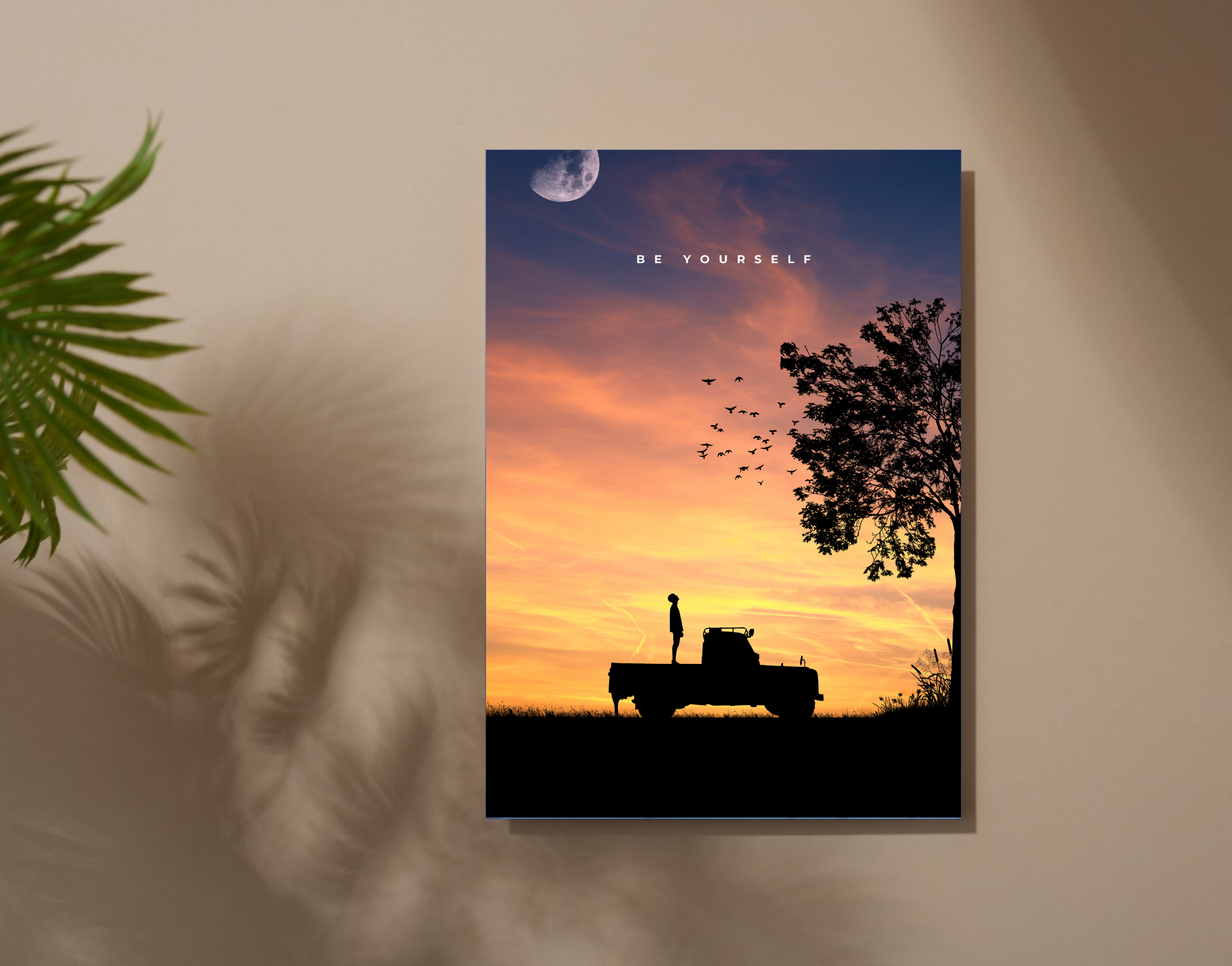 "BE YOURSELF- ADVENTURE"- Shiny & Sturdy Metallic Poster Art That Pops & Sticks