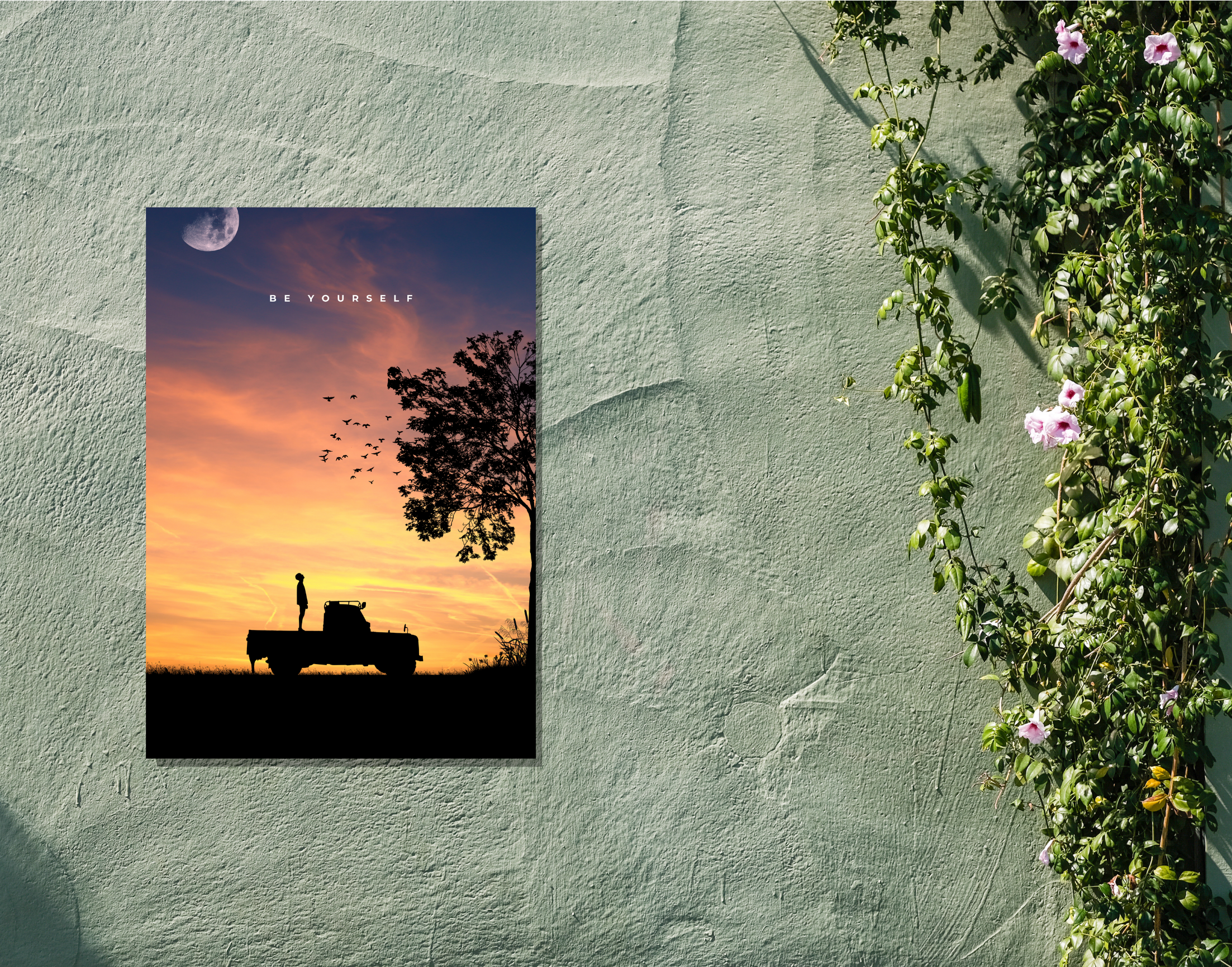 "BE YOURSELF- ADVENTURE"- Shiny & Sturdy Metallic Poster Art That Pops & Sticks