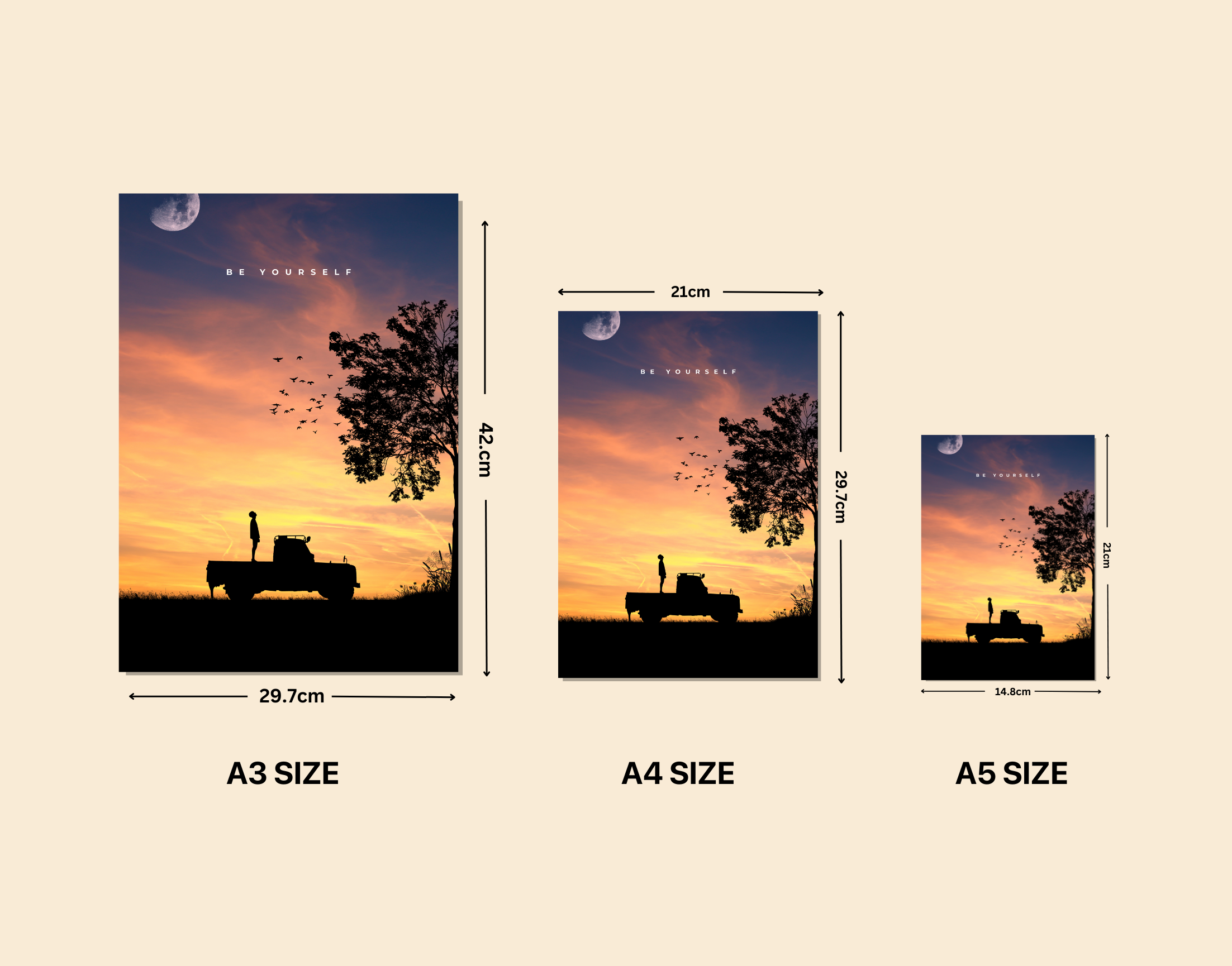 "BE YOURSELF- ADVENTURE"- Shiny & Sturdy Metallic Poster Art That Pops & Sticks