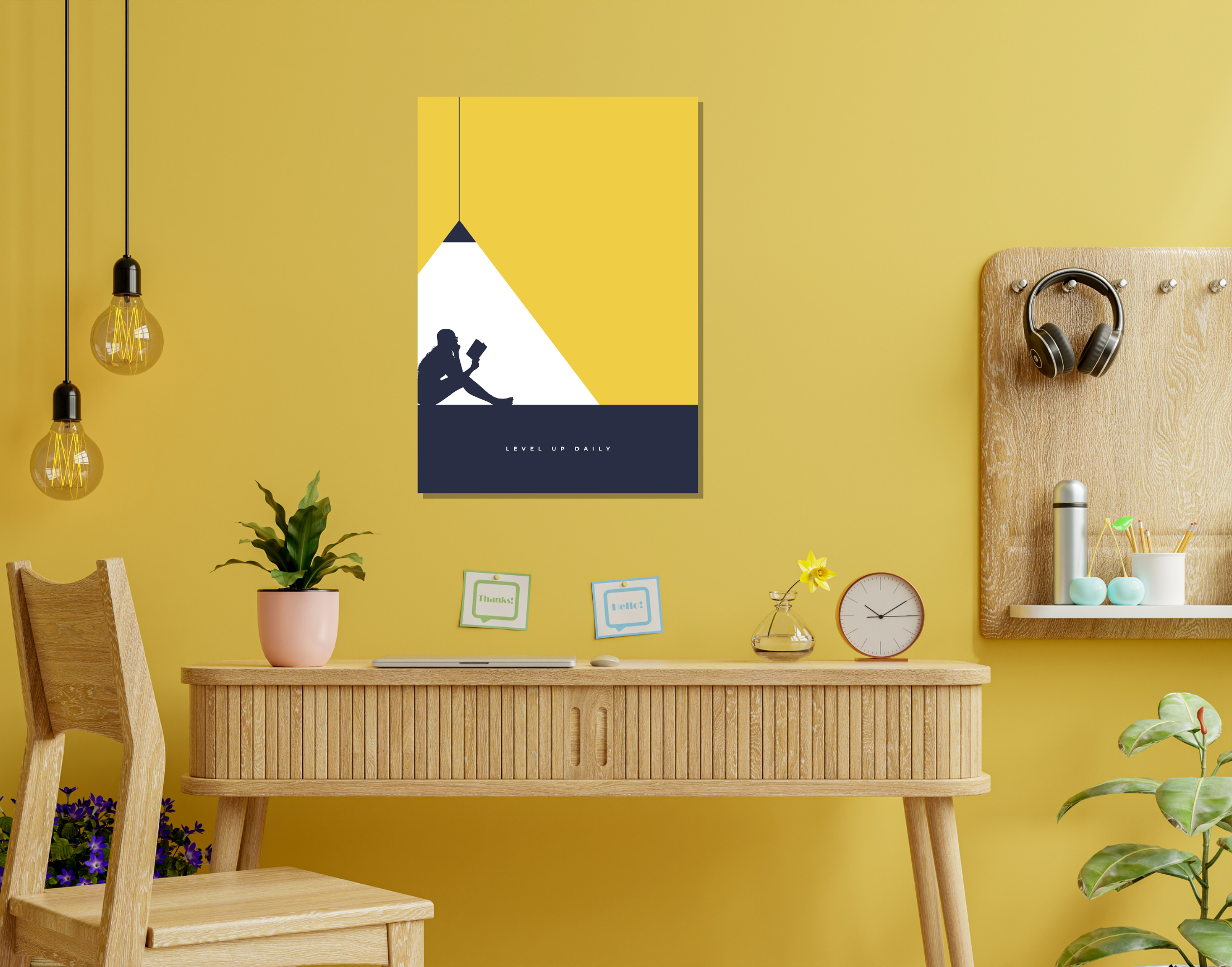 "LEVEL UP DAILY- KNOWLEDGE"- Shiny & Sturdy Metallic Poster Art That Pops & Sticks