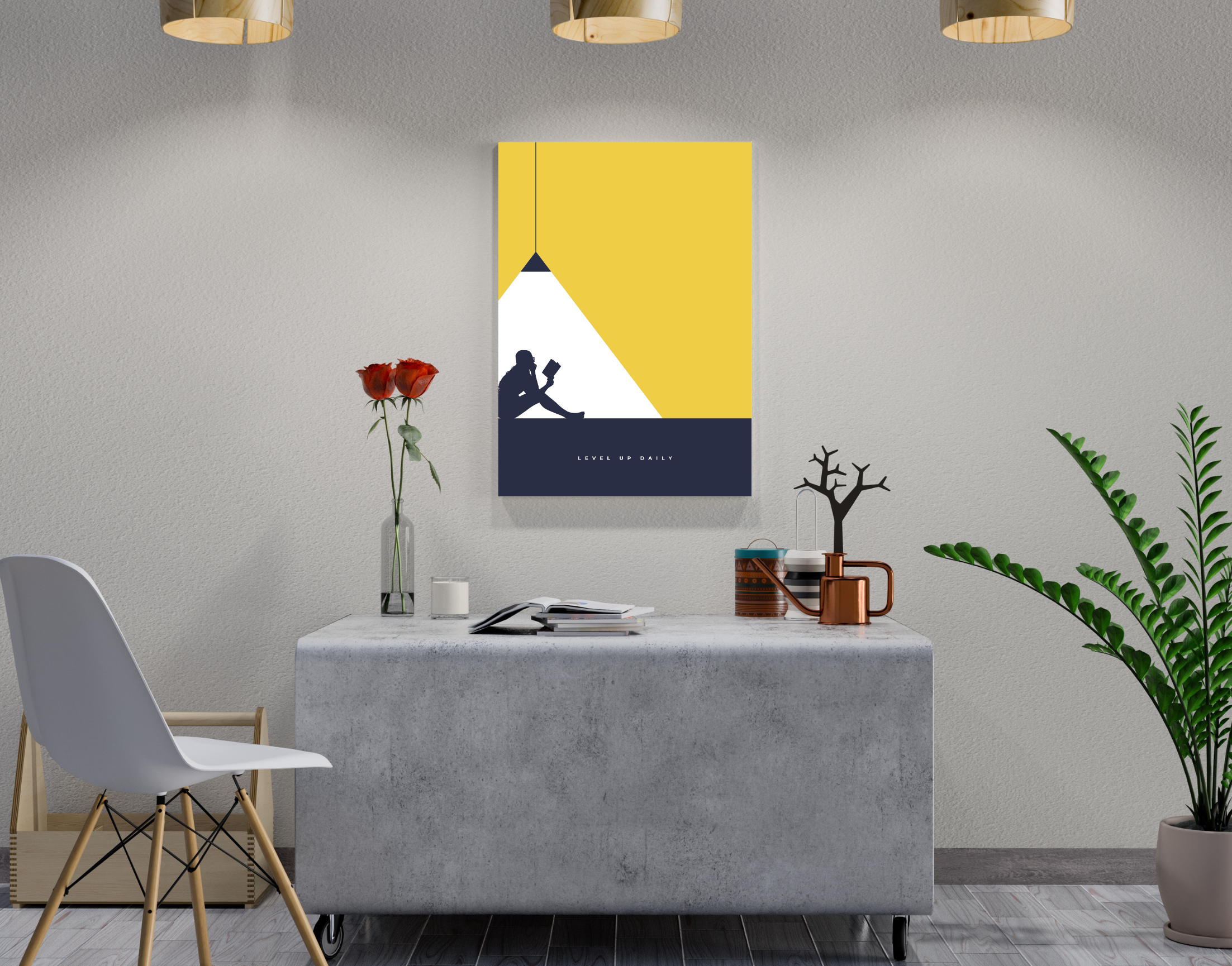 "LEVEL UP DAILY- KNOWLEDGE"- Shiny & Sturdy Metallic Poster Art That Pops & Sticks