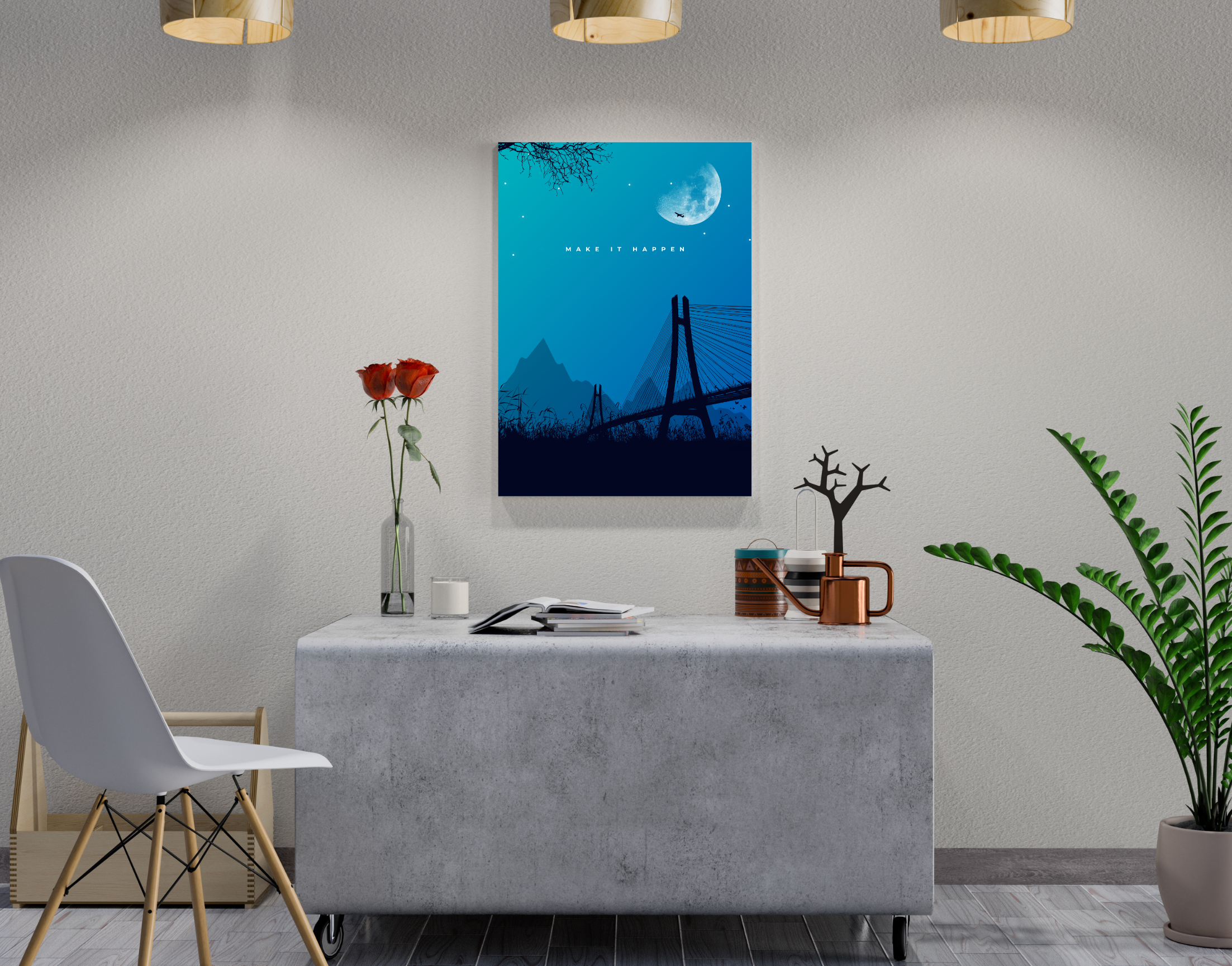 "MAKE IT HAPPEN"- Shiny & Sturdy Metallic Poster Art That Pops & Sticks