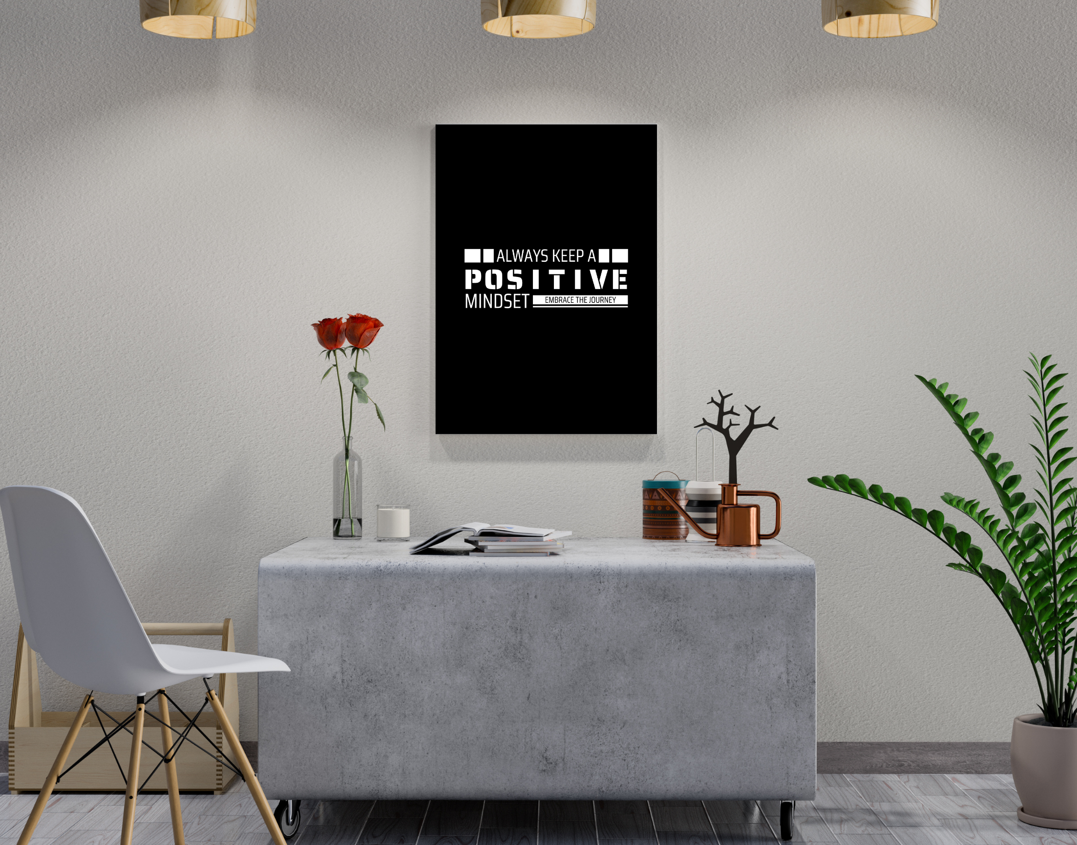 "POSITIVE MINDSET"- Shiny & Sturdy Metallic Poster Art That Pops & Sticks (Literally!)