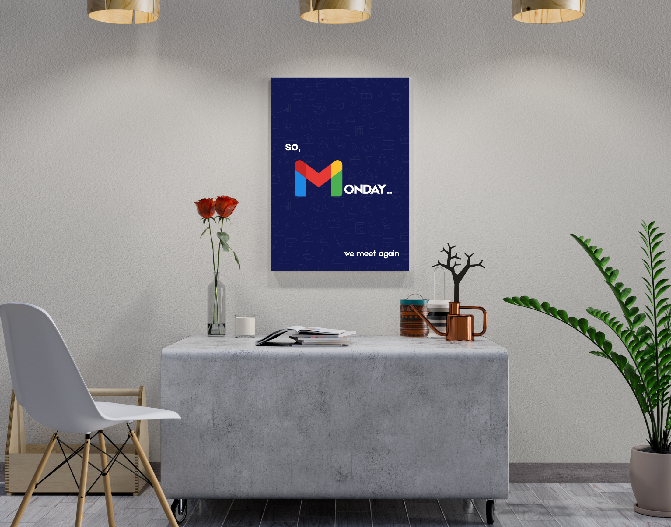 "MONDAY=MAIL"- Shiny & Sturdy Metallic Poster Art That Pops & Sticks