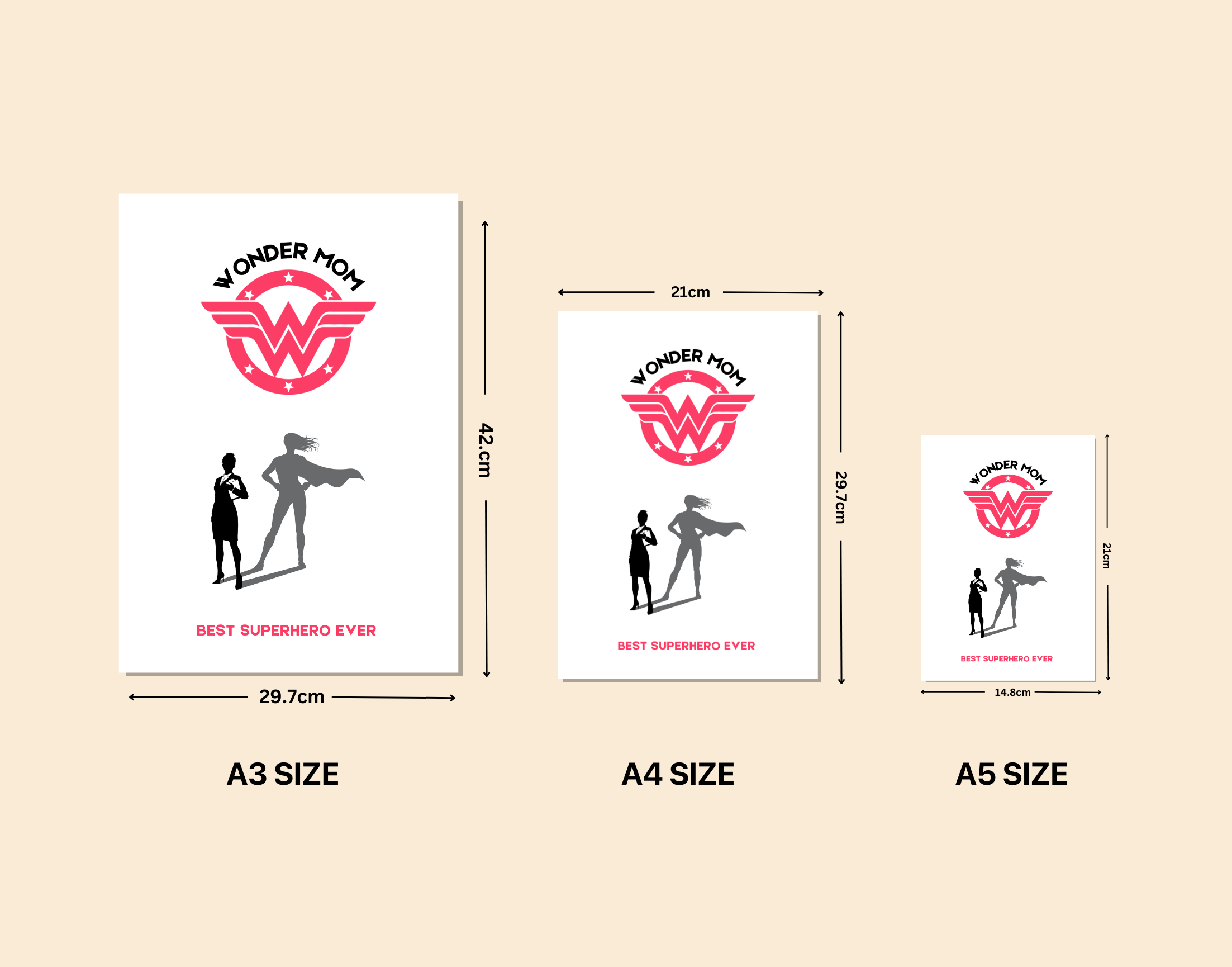 "WONDER MOM"- Shiny & Sturdy Metallic Poster Art That Pops & Sticks