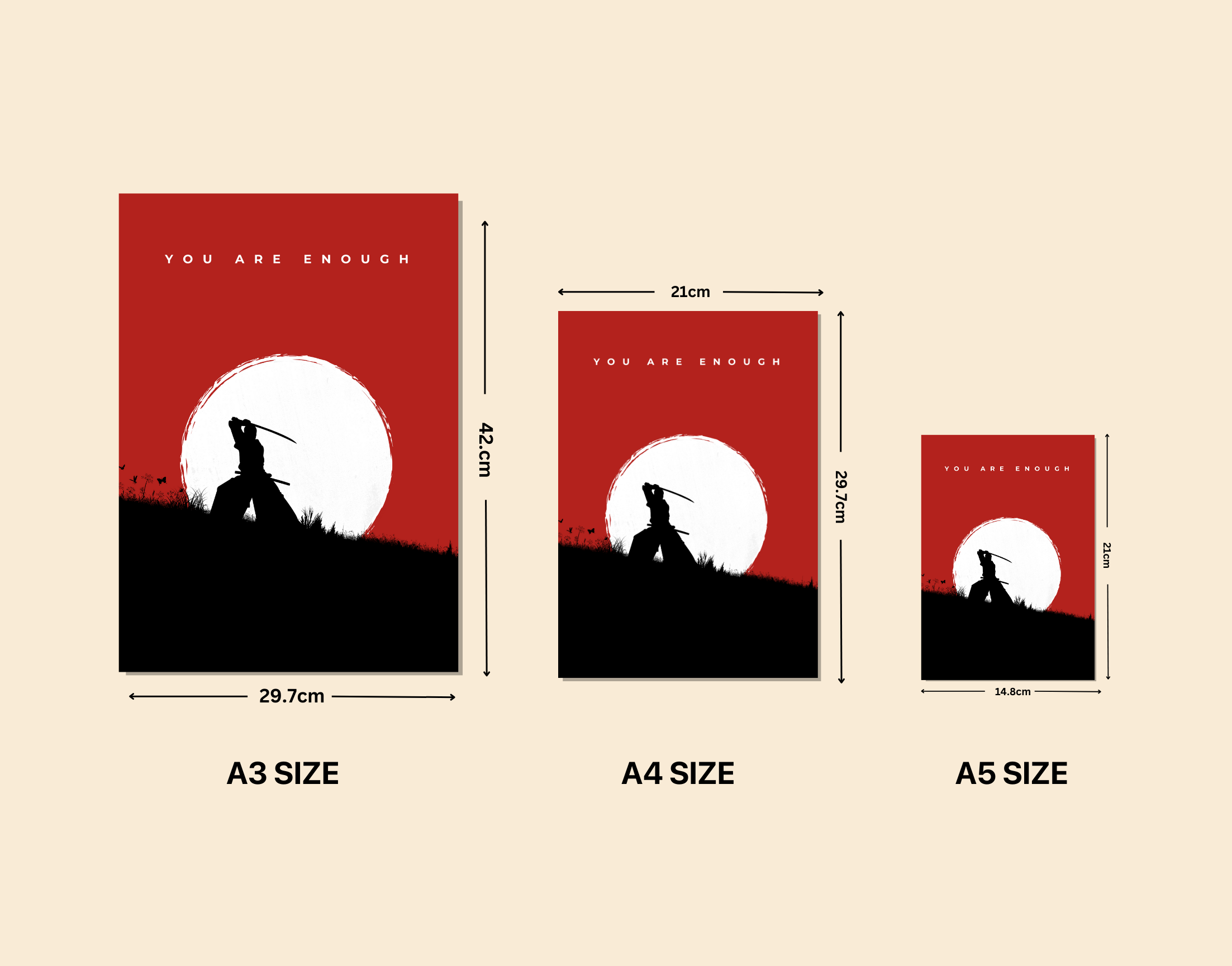 "YOU ARE ENOUGH : MOTIVATIONAL"- Shiny & Sturdy Metallic Poster Art That Pops & Sticks