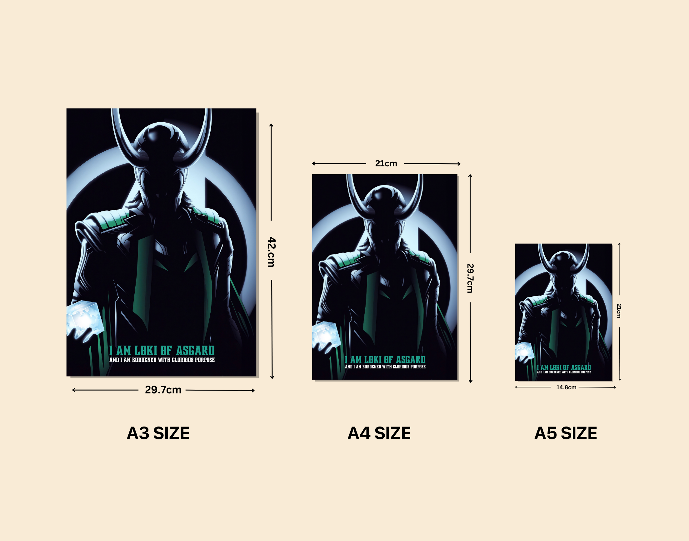 "I AM LOKI OF ASGARD"- Shiny & Sturdy Metallic Poster Art That Pops & Sticks