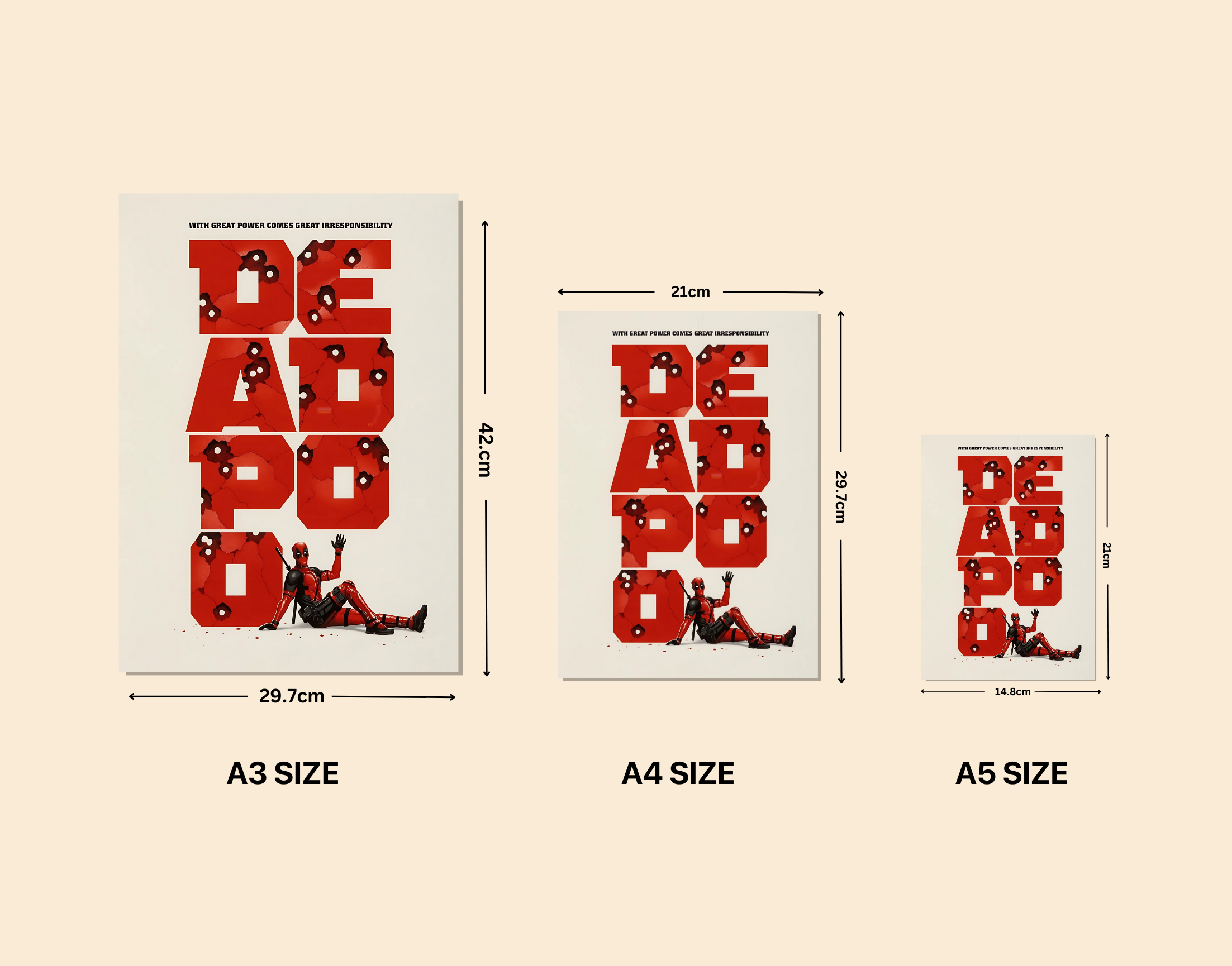 "IRRESPONSIBLE DEADPOOL"- Shiny & Sturdy Metallic Poster Art That Pops & Sticks