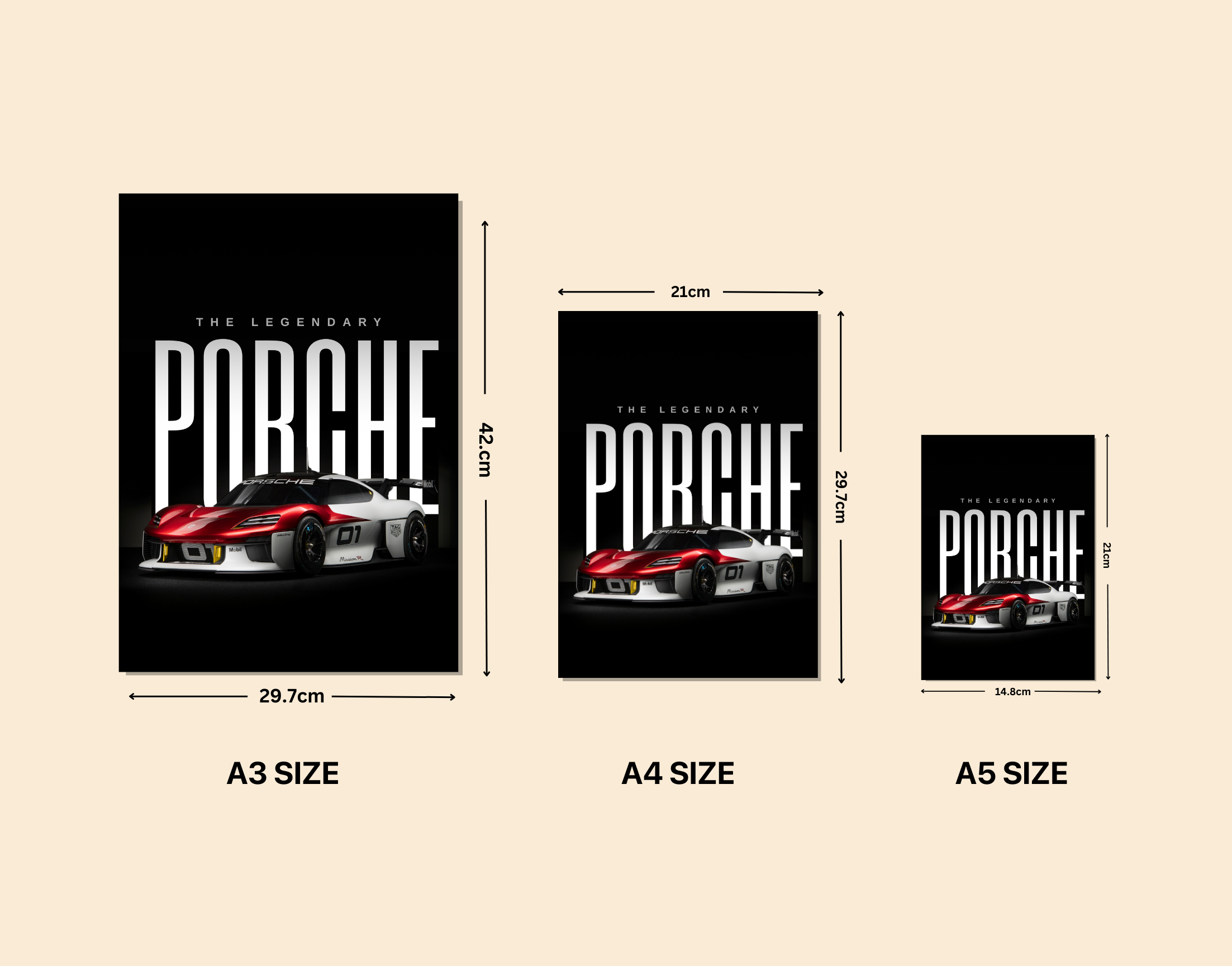 "PORCHE- THE LEGNDARY"- Shiny & Sturdy Metallic Poster Art That Pops & Sticks
