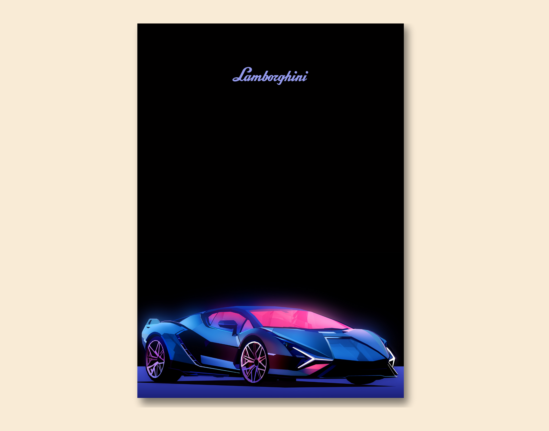 "LAMBORGHINI- PINK BLUE"- Shiny & Sturdy Metallic Poster Art That Pops & Sticks
