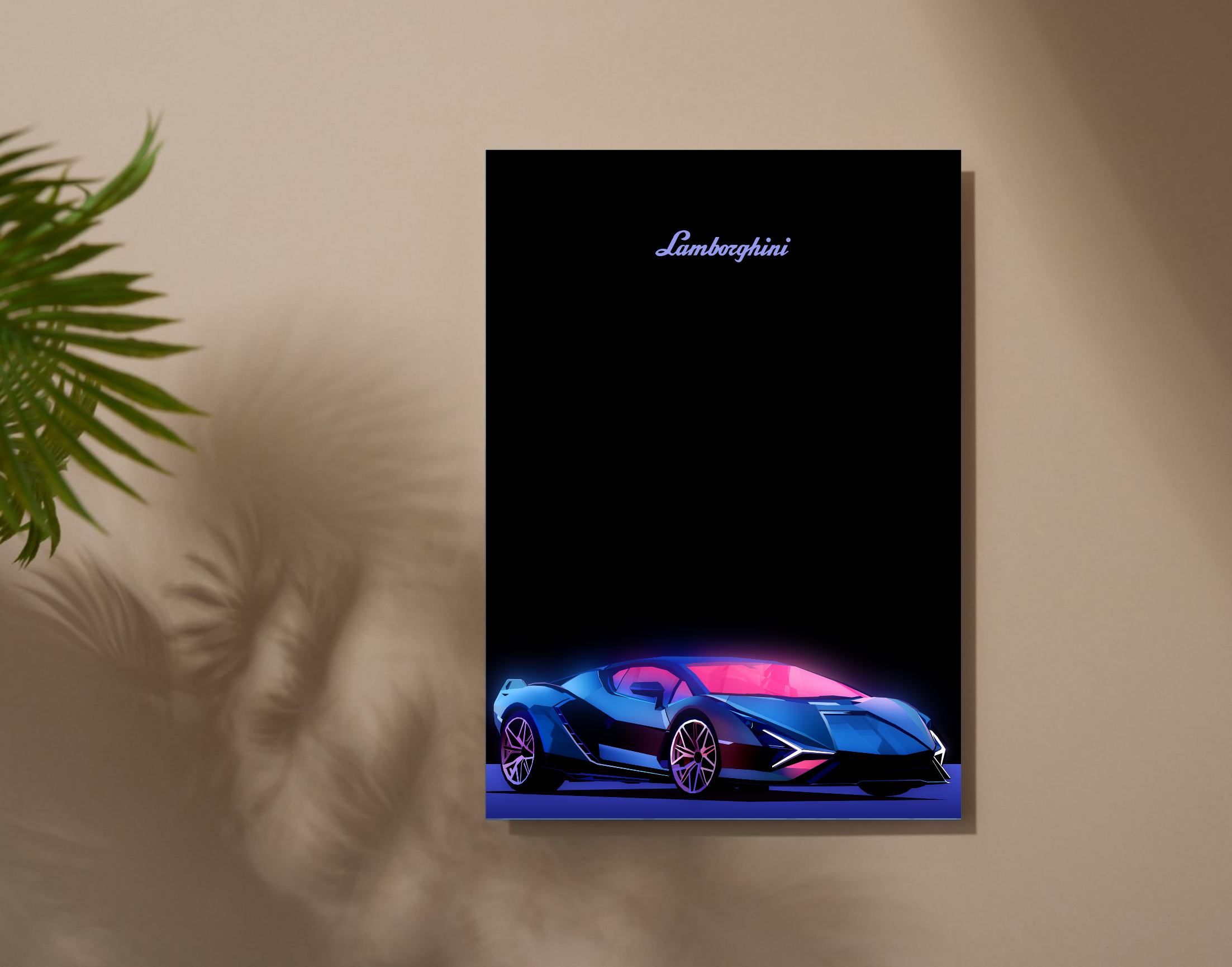 "LAMBORGHINI- PINK BLUE"- Shiny & Sturdy Metallic Poster Art That Pops & Sticks