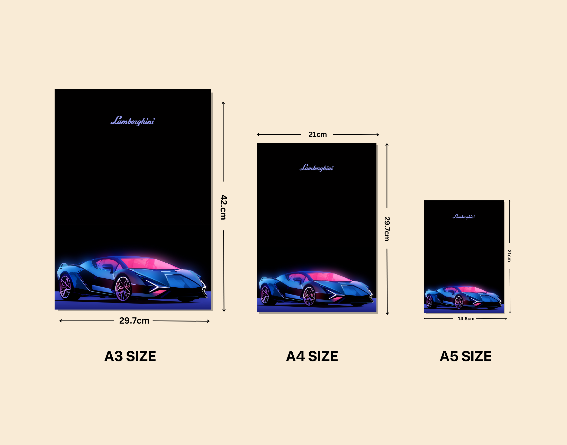 "LAMBORGHINI- PINK BLUE"- Shiny & Sturdy Metallic Poster Art That Pops & Sticks