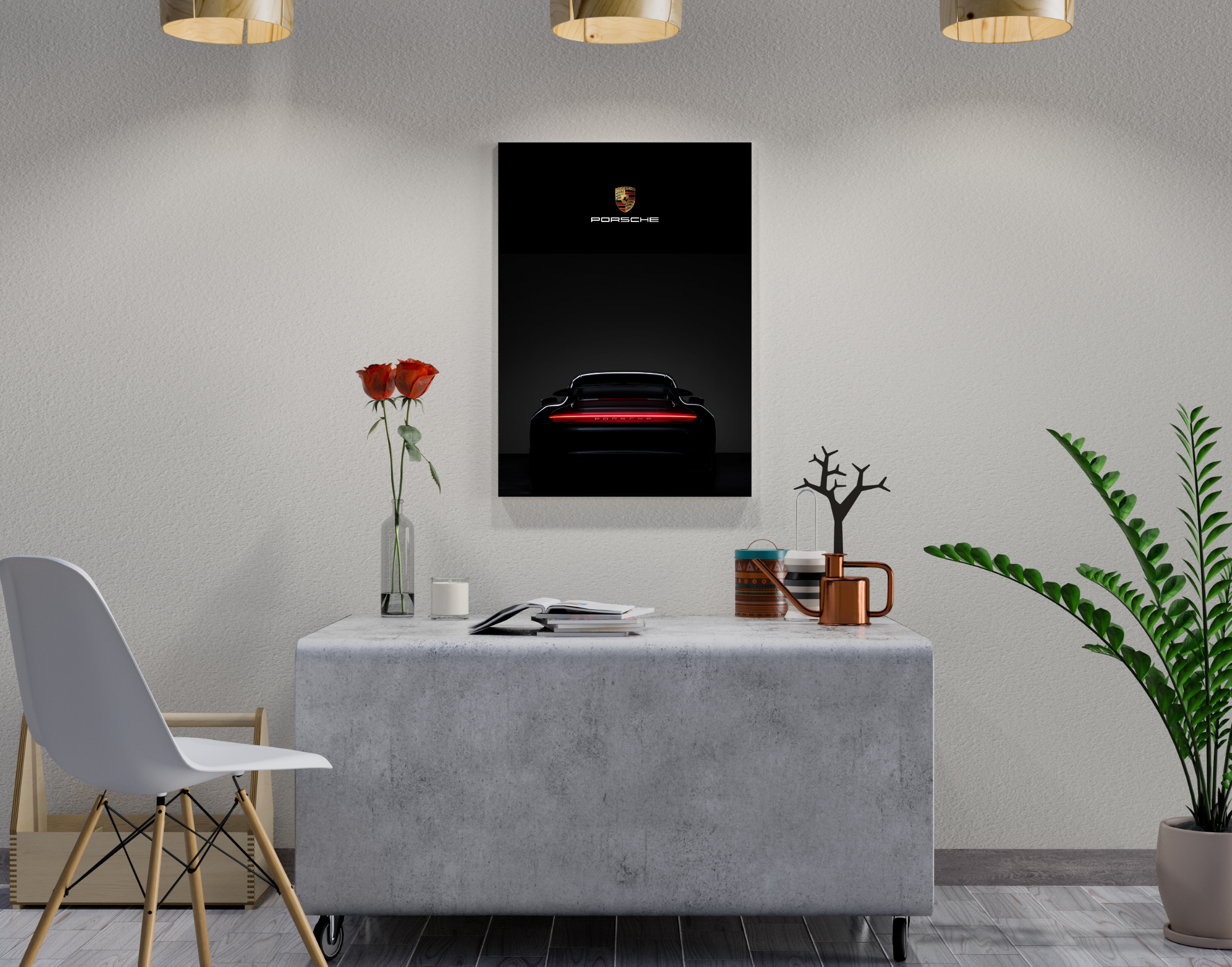 "PORSCHE - BLACK"- Shiny & Sturdy Metallic Poster Art That Pops & Sticks