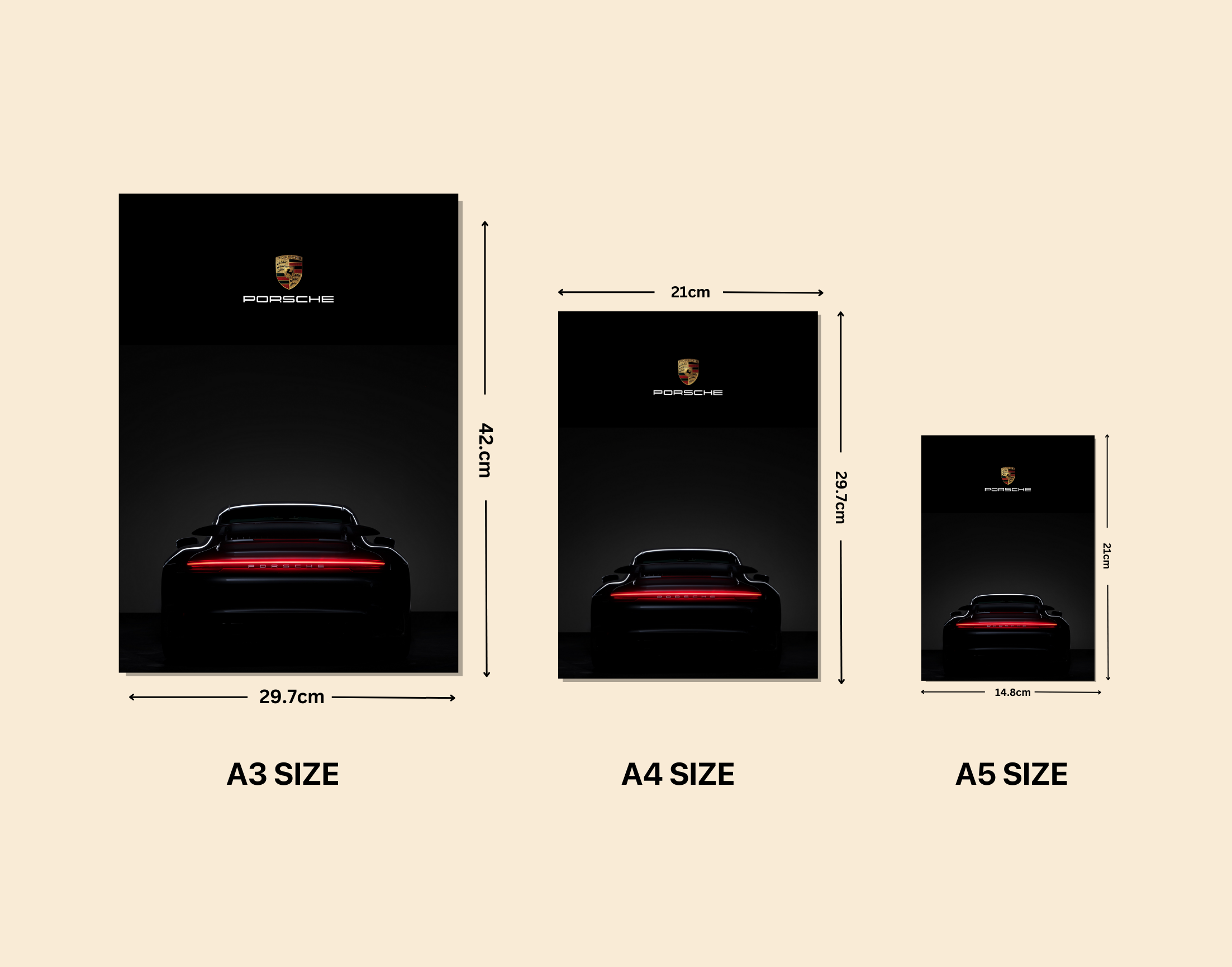 "PORSCHE - BLACK"- Shiny & Sturdy Metallic Poster Art That Pops & Sticks