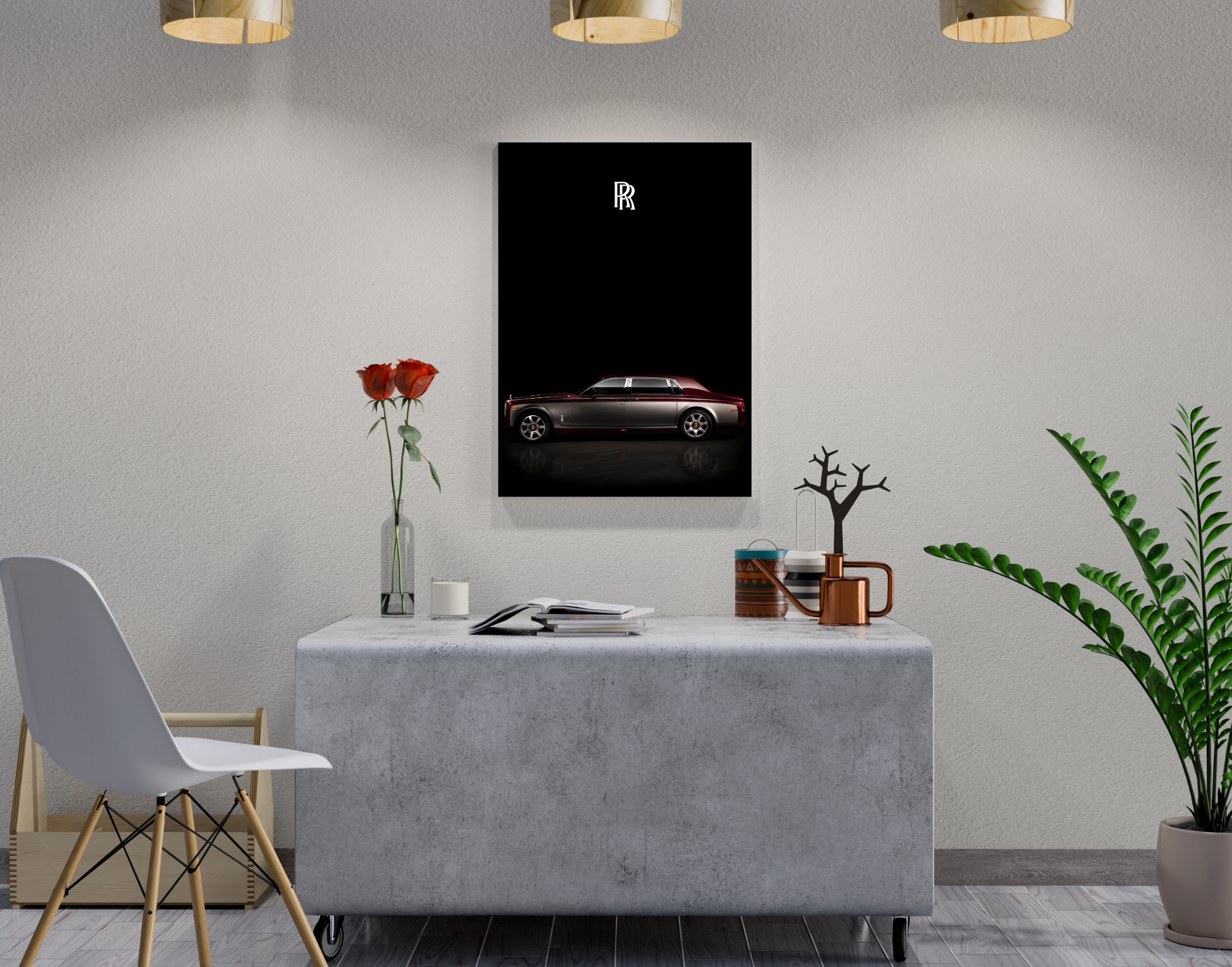 "ROLLS ROYCE- RED BLACK"- Shiny & Sturdy Metallic Poster Art That Pops & Sticks