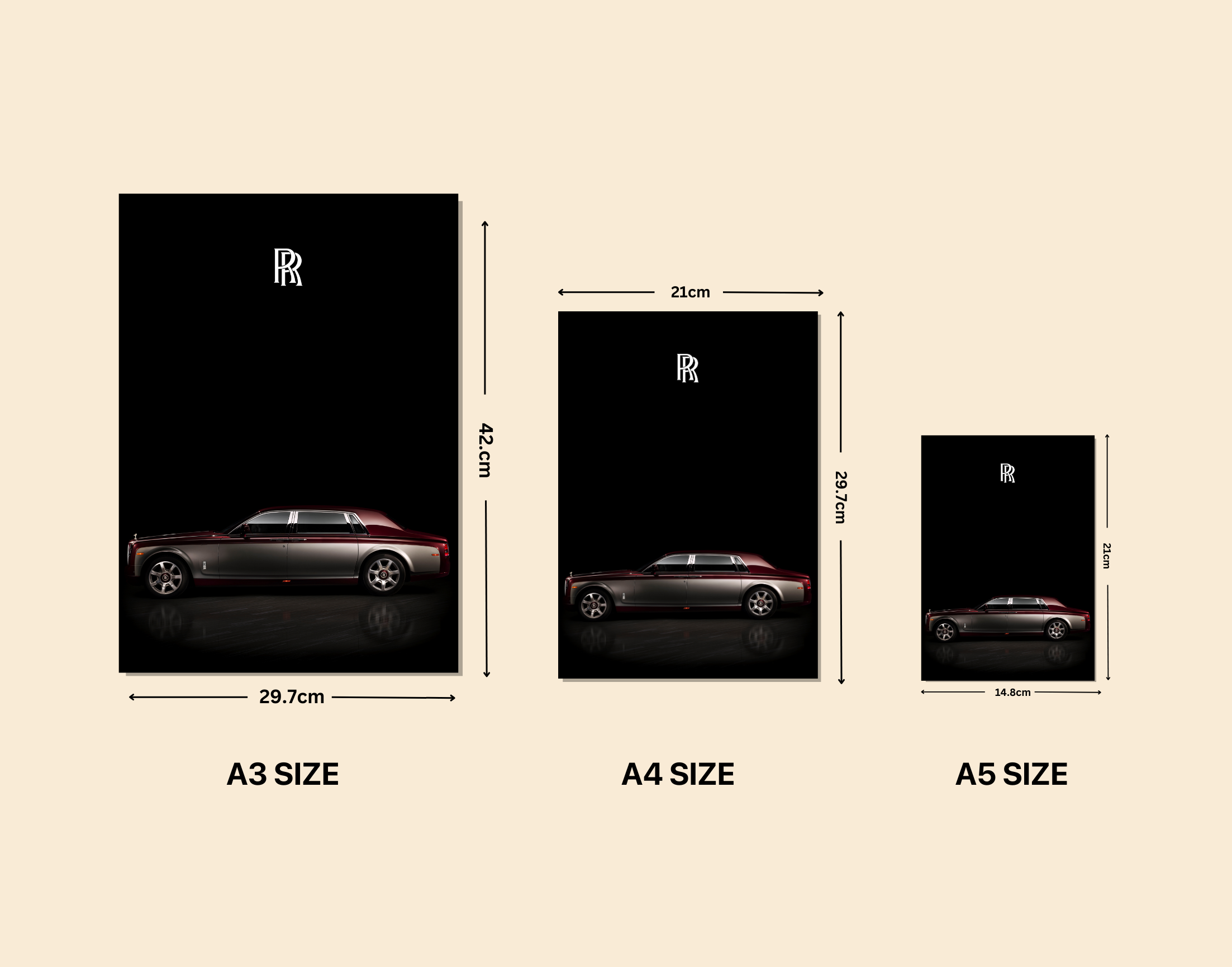 "ROLLS ROYCE- RED BLACK"- Shiny & Sturdy Metallic Poster Art That Pops & Sticks