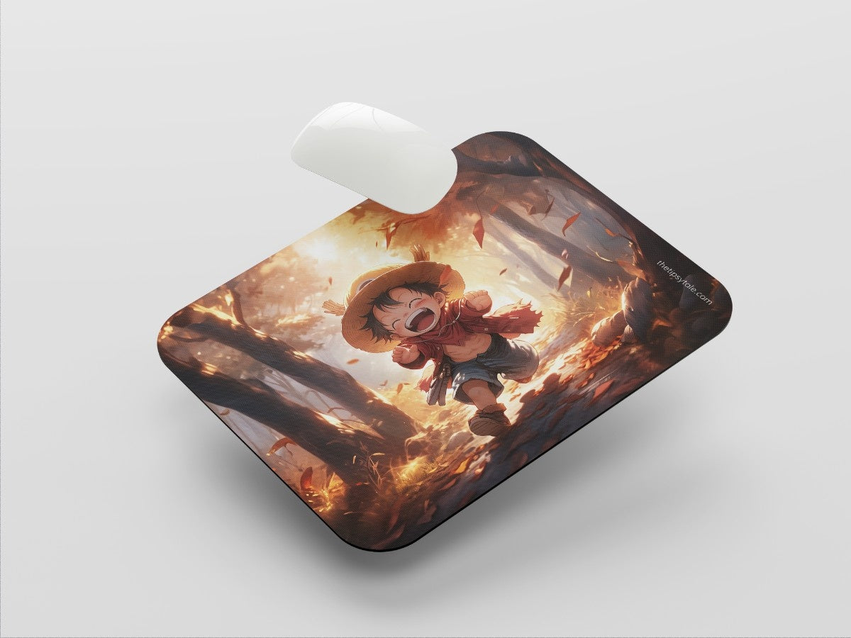 "Chibi Luffy: The Happy Version" Mousepad Enhance Your Workspace with Style