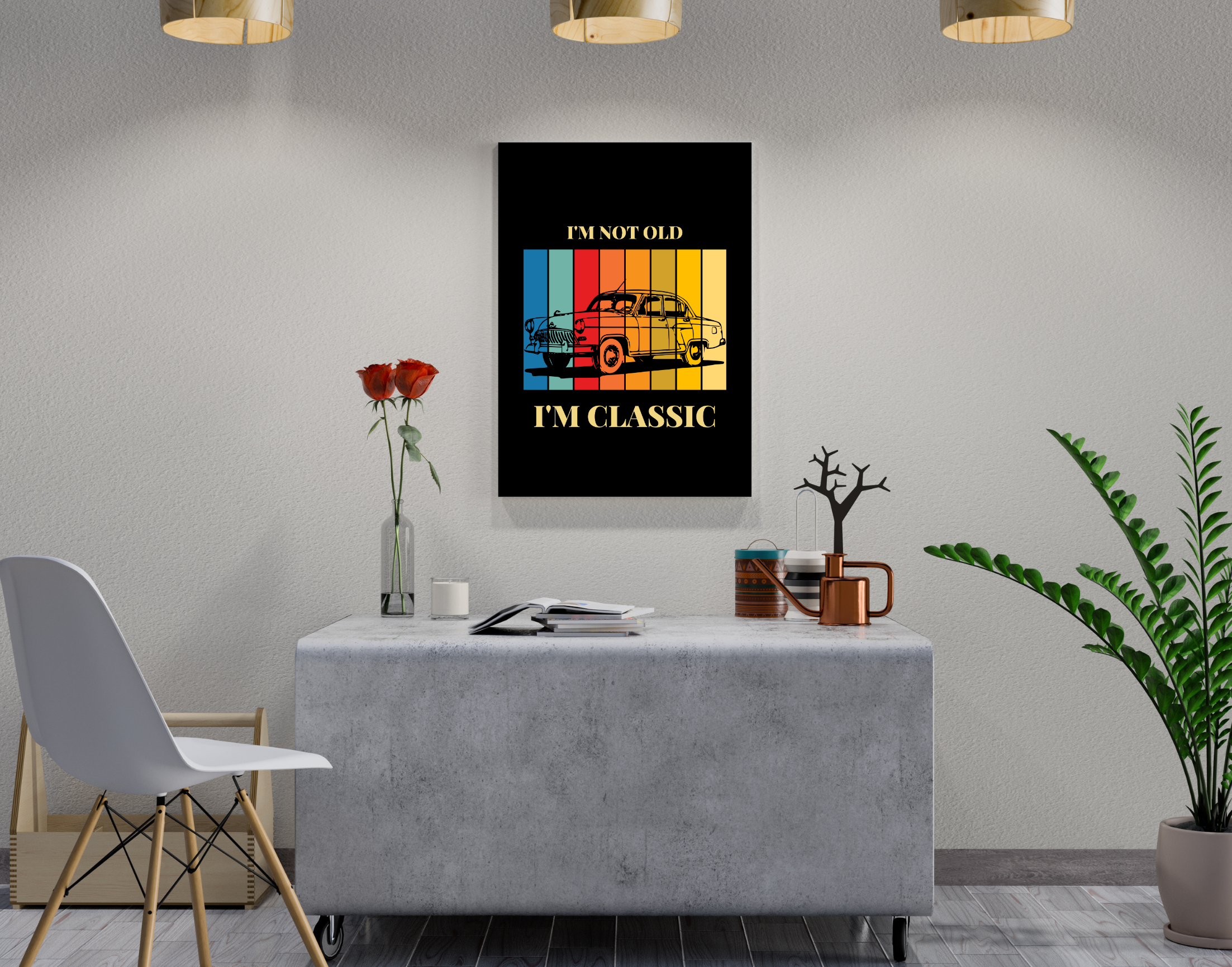 "I AM NOT OLD I AM CLASSIC- CAR LOVER"- Shiny & Sturdy Metallic Poster Art That Pops & Sticks (Literally!)