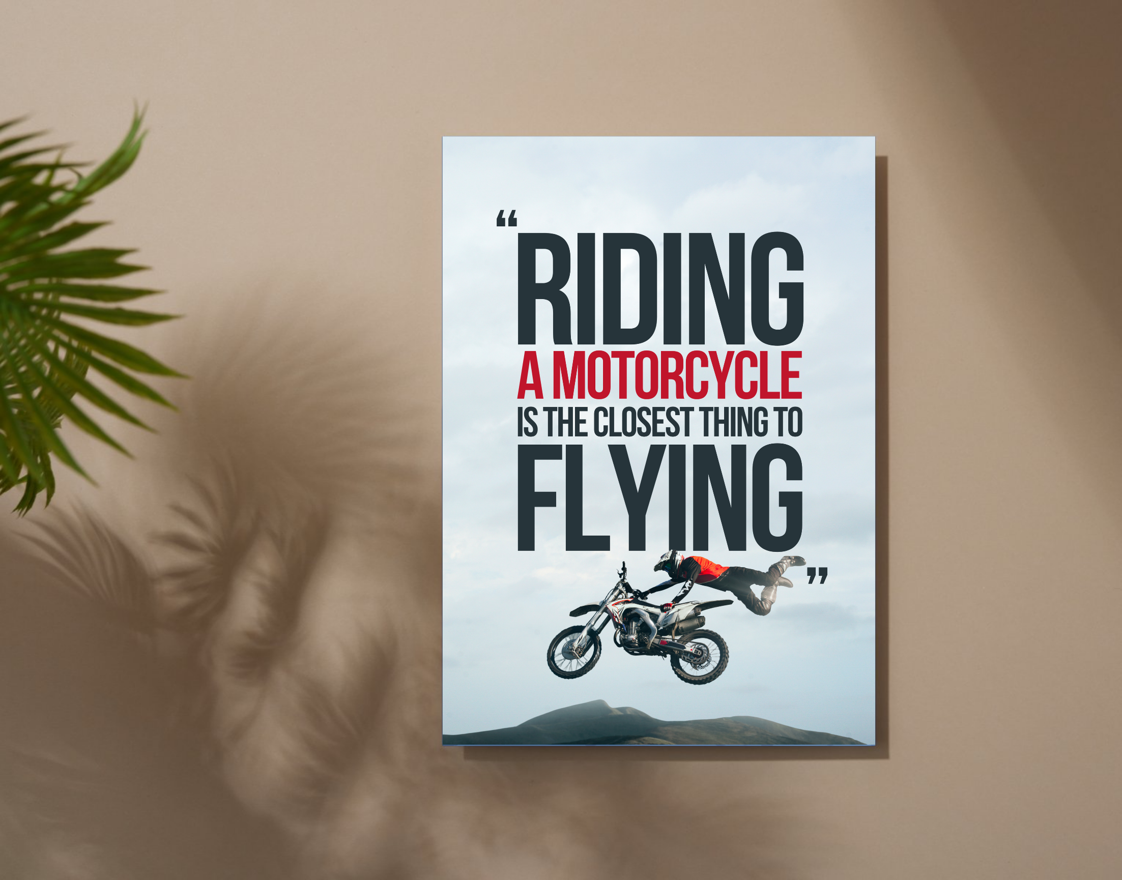 "MOTORCYCLE=FLYING"- Shiny & Sturdy Metallic Poster Art That Pops & Sticks