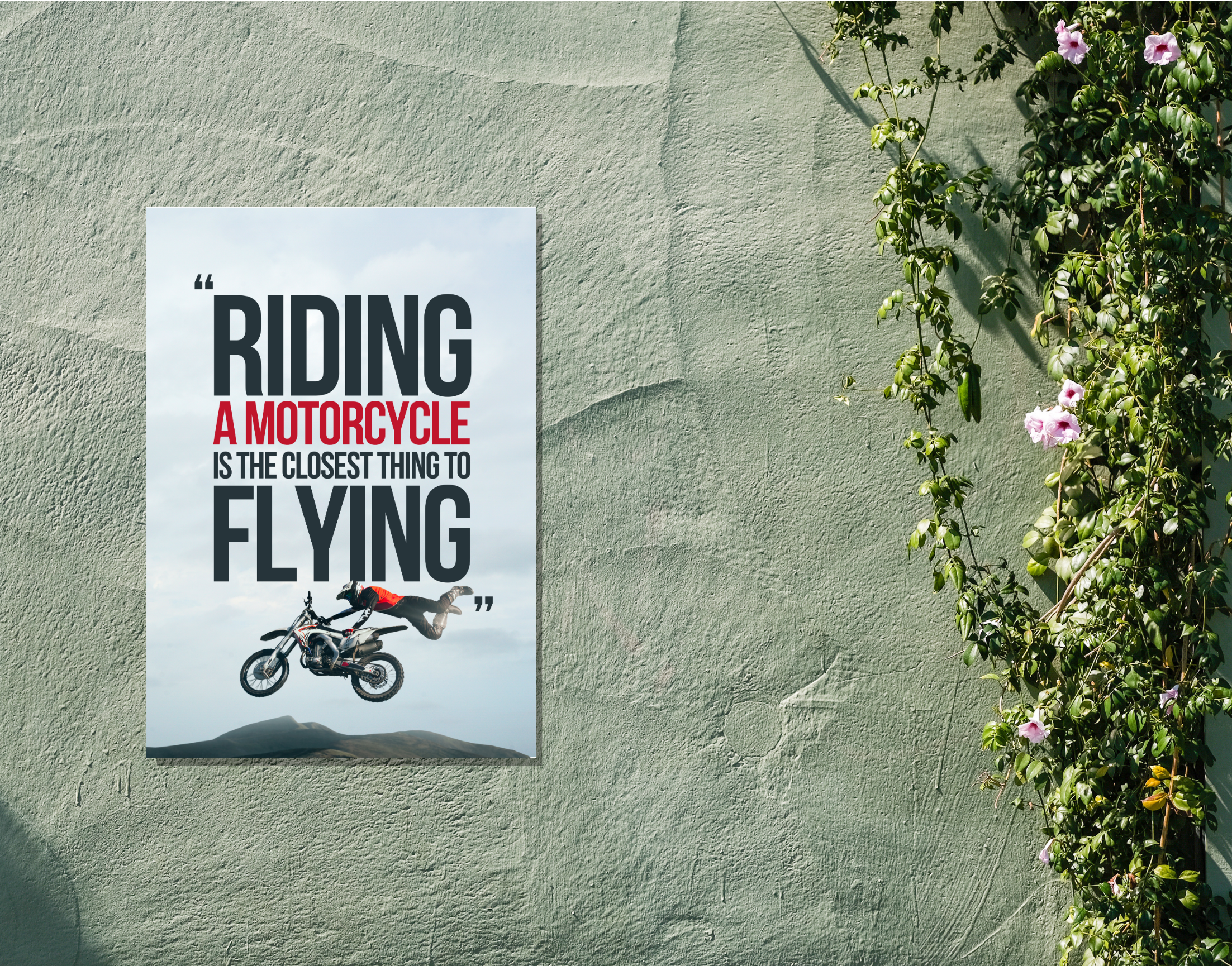 "MOTORCYCLE=FLYING"- Shiny & Sturdy Metallic Poster Art That Pops & Sticks