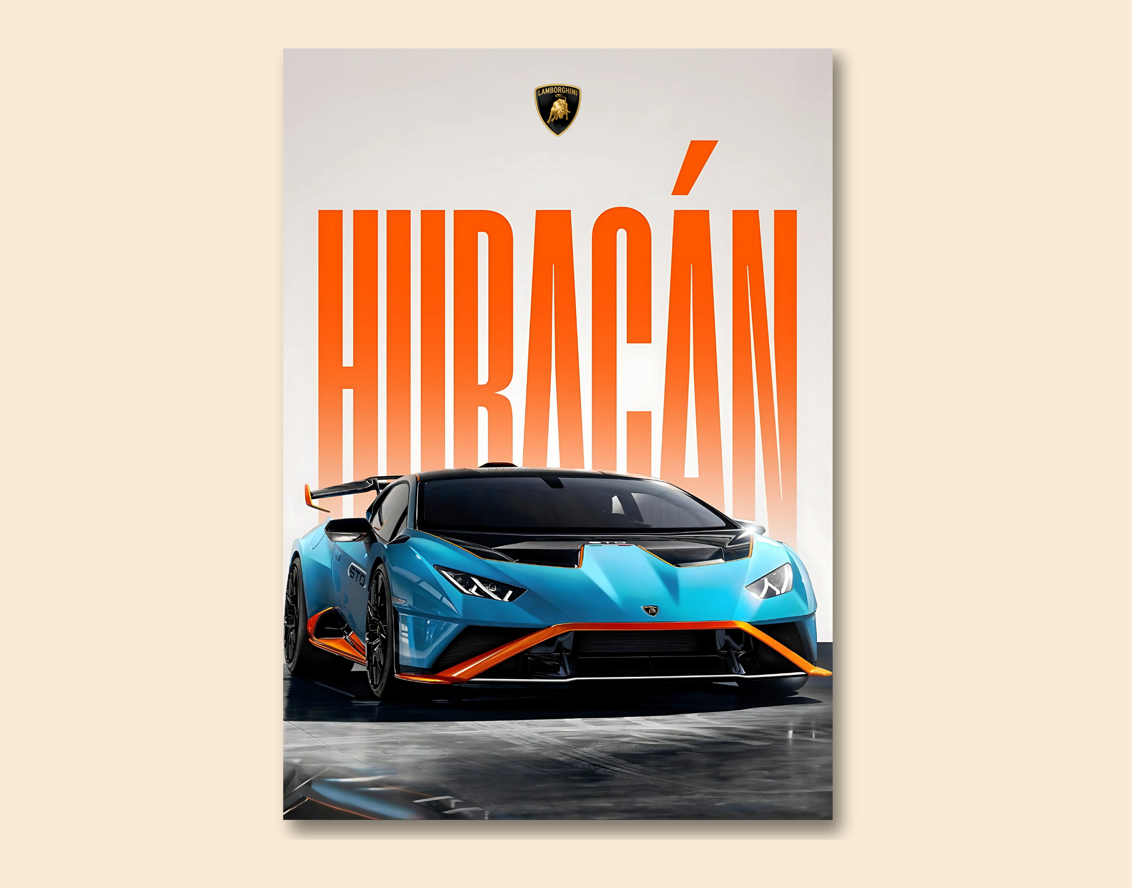 "HURACAN - LAMBORGHINI"- Shiny & Sturdy Metallic Poster Art That Pops & Sticks