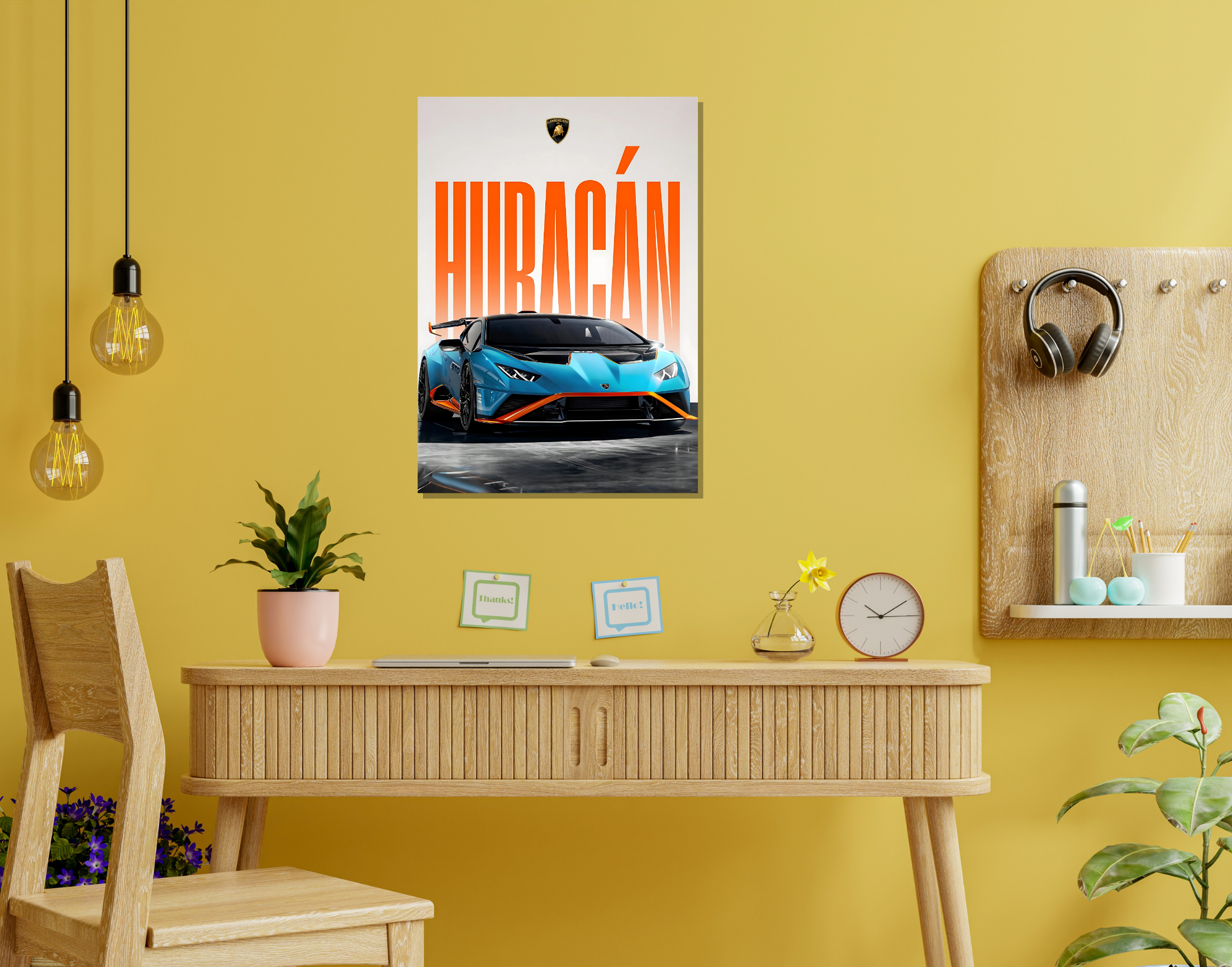 "HURACAN - LAMBORGHINI"- Shiny & Sturdy Metallic Poster Art That Pops & Sticks