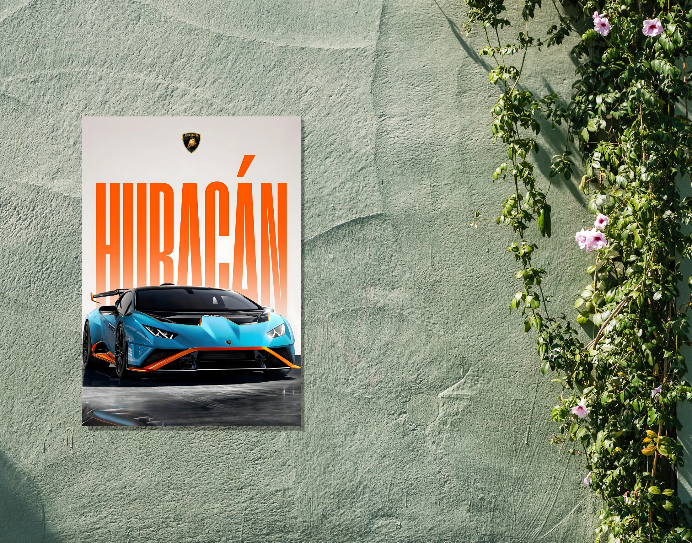 "HURACAN - LAMBORGHINI"- Shiny & Sturdy Metallic Poster Art That Pops & Sticks