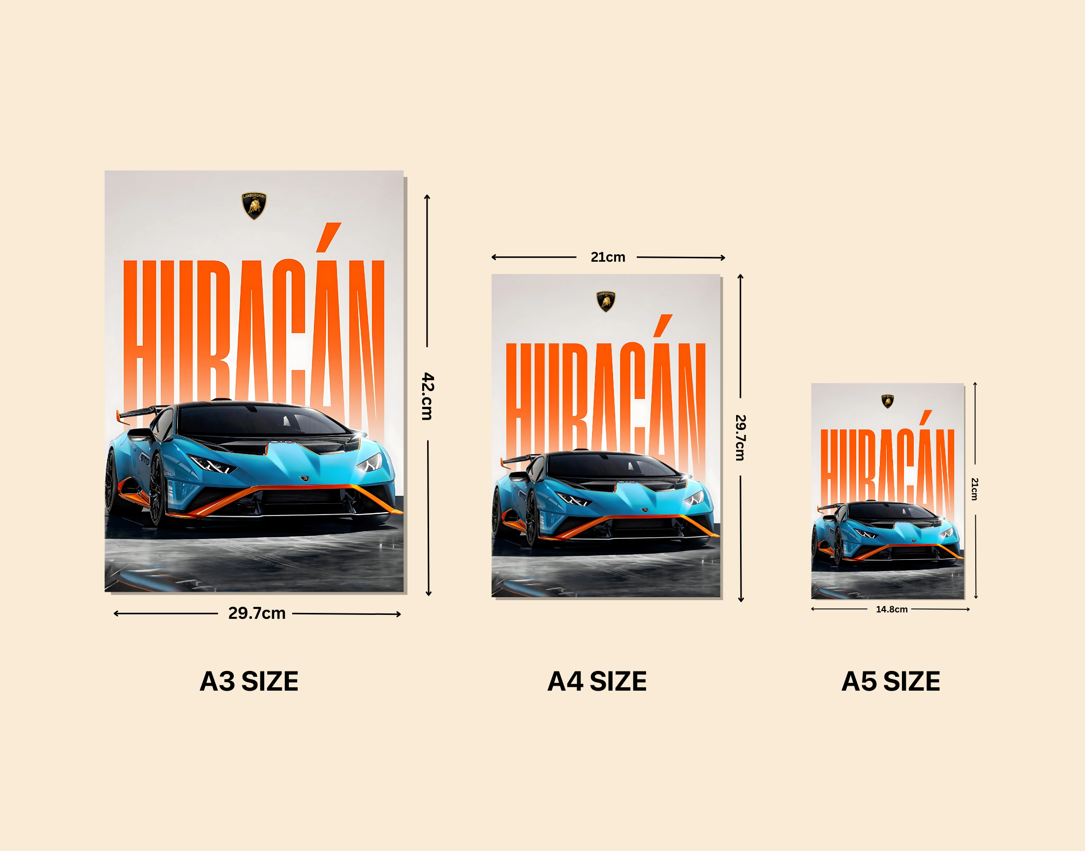 "HURACAN - LAMBORGHINI"- Shiny & Sturdy Metallic Poster Art That Pops & Sticks
