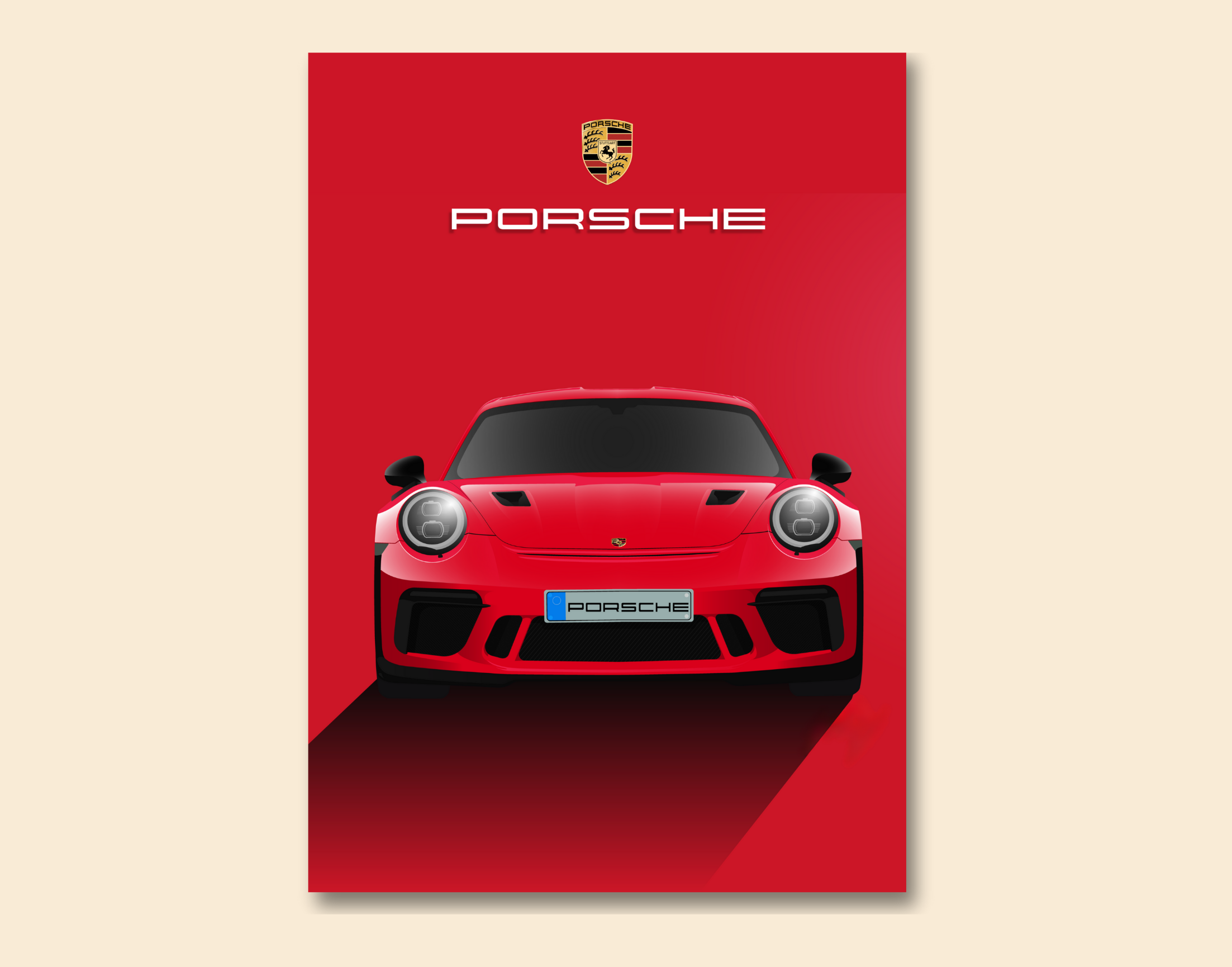 "Blood Red Porsche"- Shiny & Sturdy Metallic Poster Art That Pops & Sticks