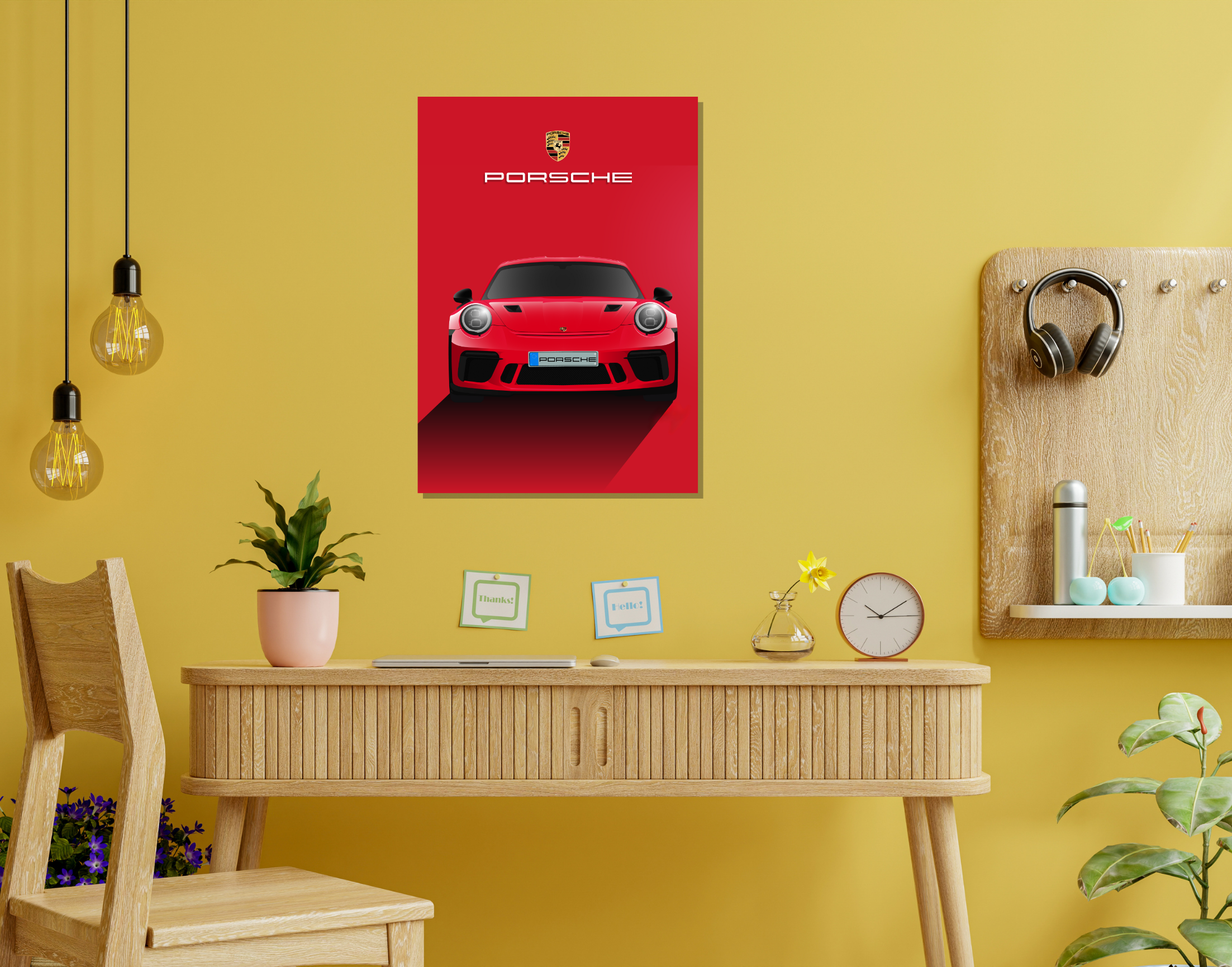 "Blood Red Porsche"- Shiny & Sturdy Metallic Poster Art That Pops & Sticks