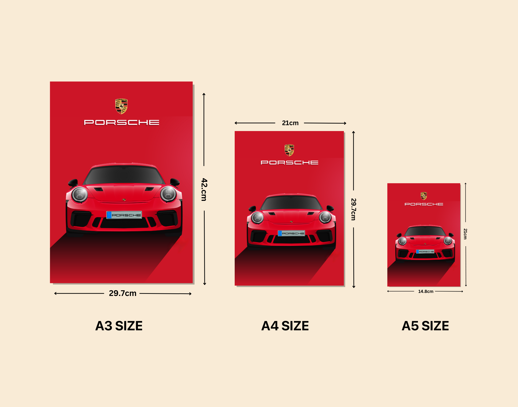 "Blood Red Porsche"- Shiny & Sturdy Metallic Poster Art That Pops & Sticks