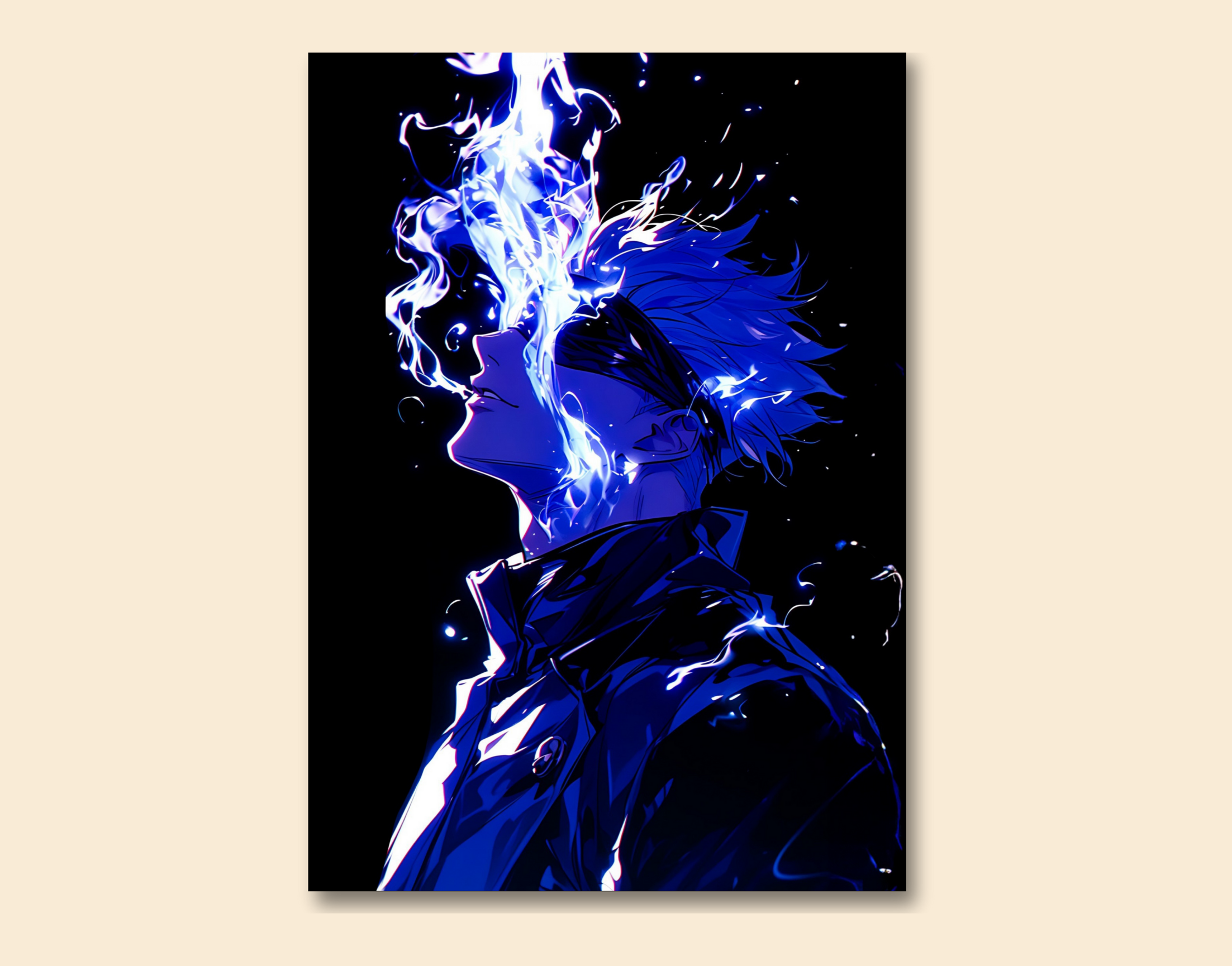 "SATORU GOJO : MANGA SERIES "- Shiny & Sturdy Metallic Poster Art That Pops & Sticks