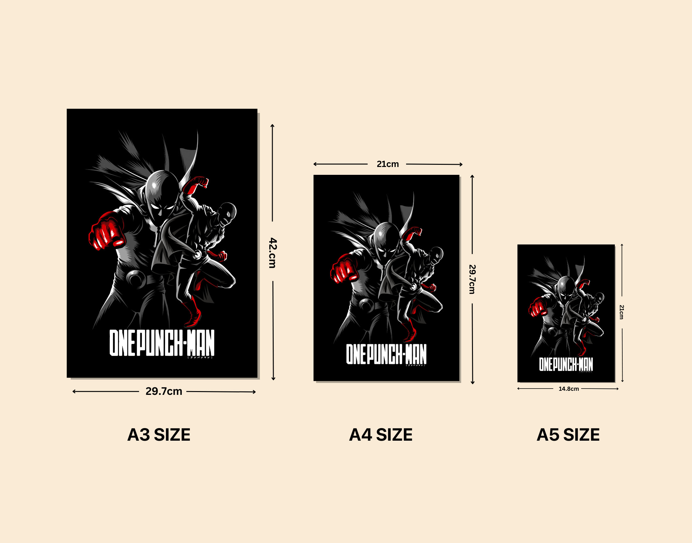 "ONE PUNCH MAN"- Shiny & Sturdy Metallic Poster Art That Pops & Sticks