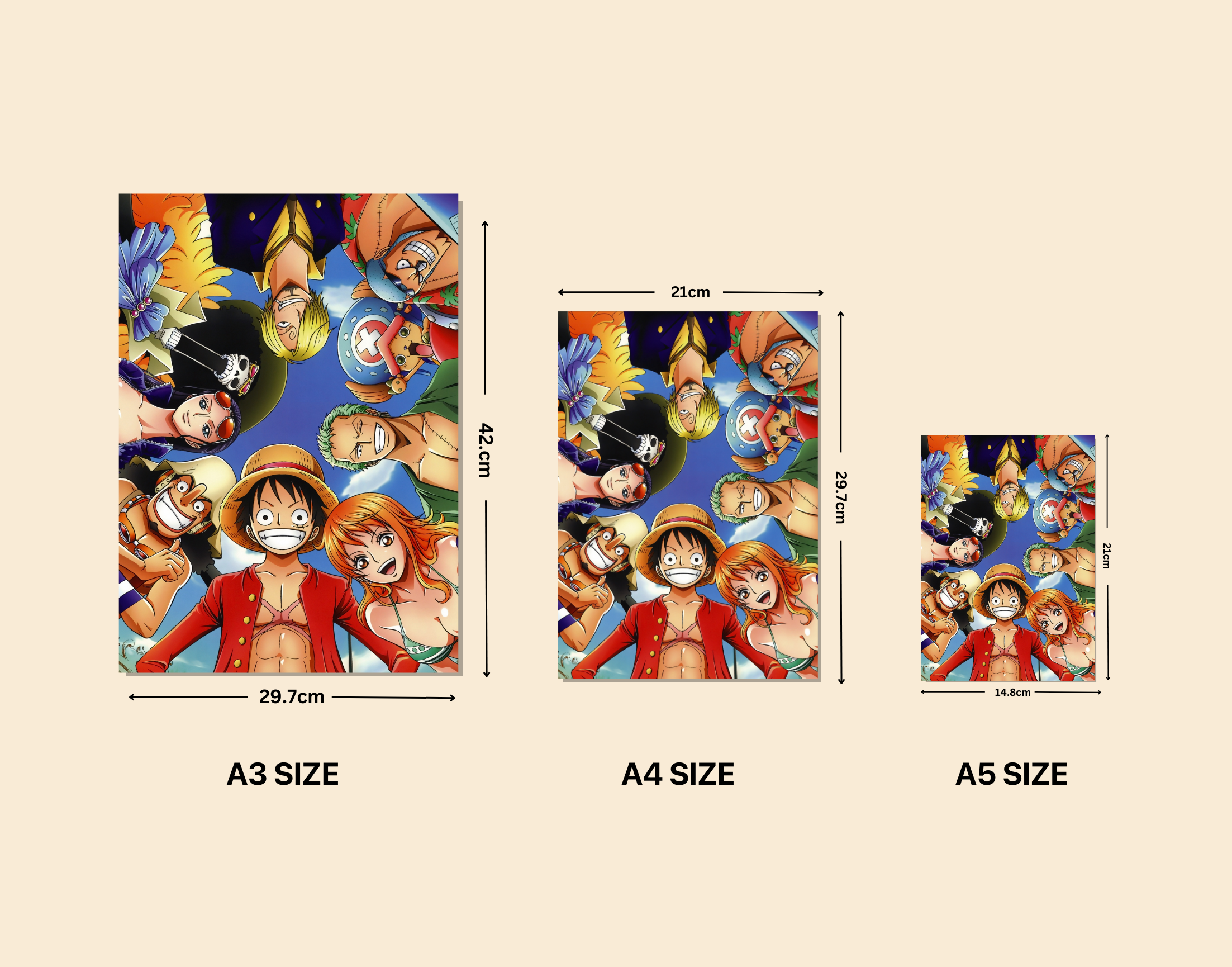 "ONE PIECE- THE CREW"- Shiny & Sturdy Metallic Poster Art That Pops & Sticks