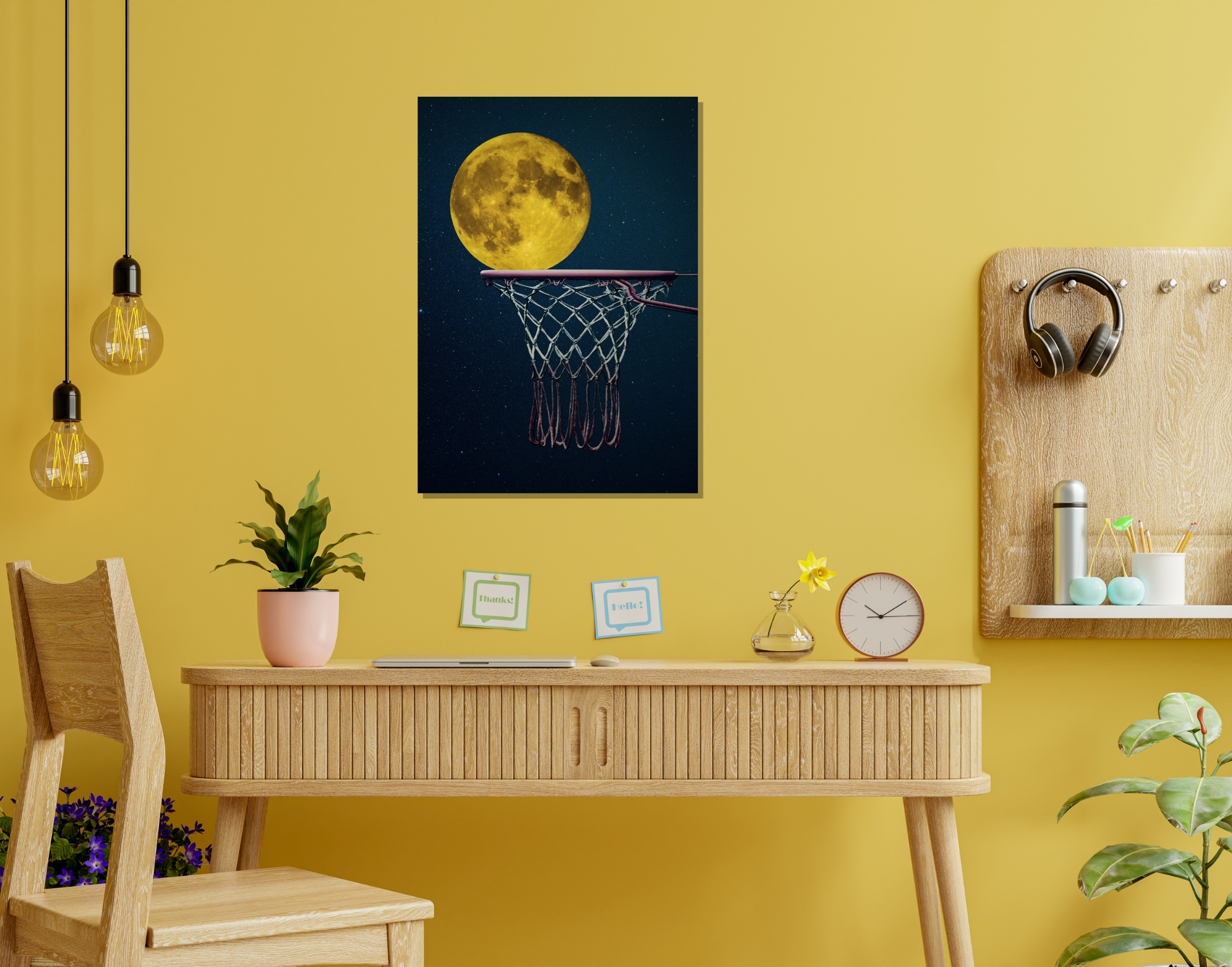 "GAME WITH THE MOON"- Shiny & Sturdy Metallic Poster Art That Pops & Sticks