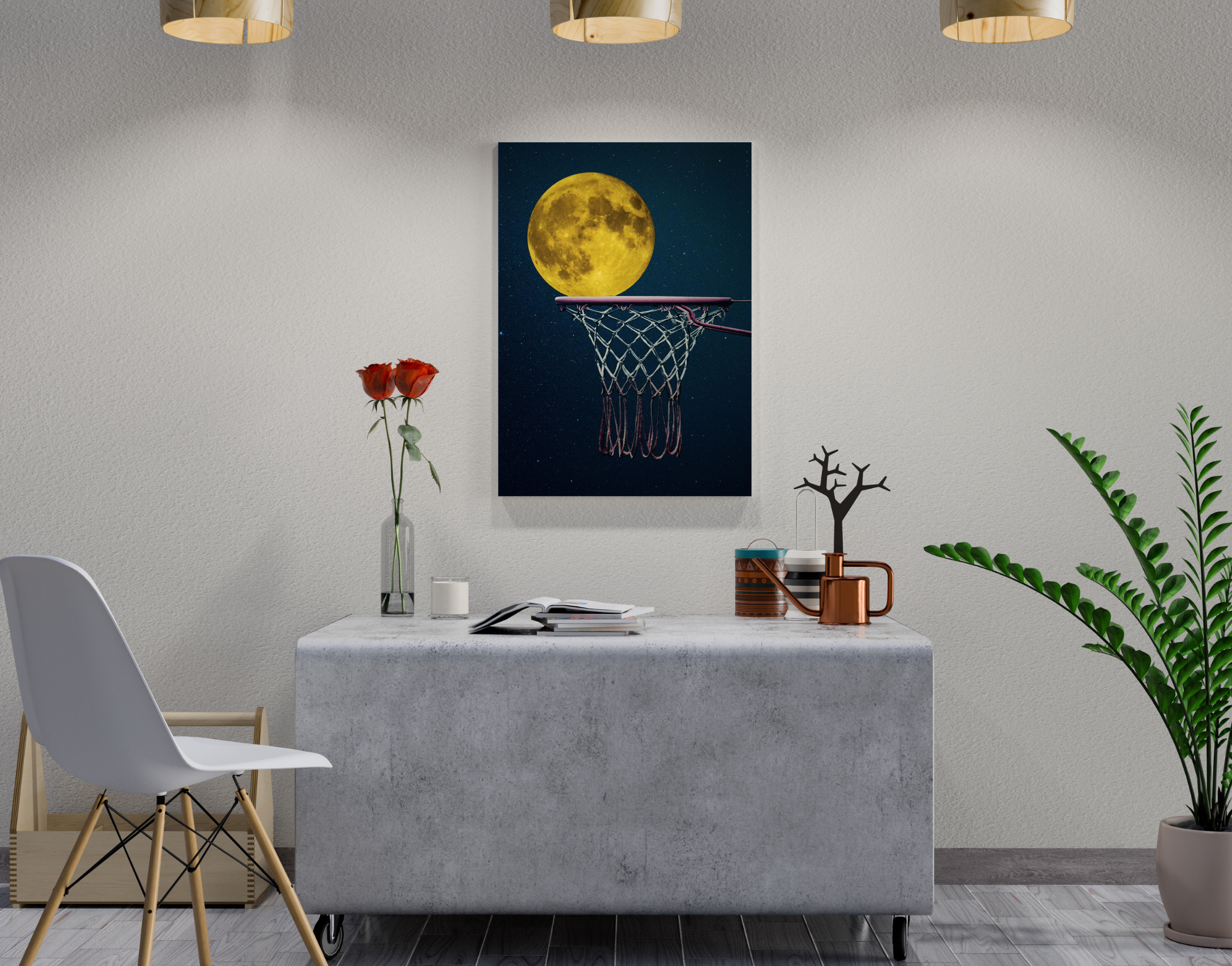 "GAME WITH THE MOON"- Shiny & Sturdy Metallic Poster Art That Pops & Sticks