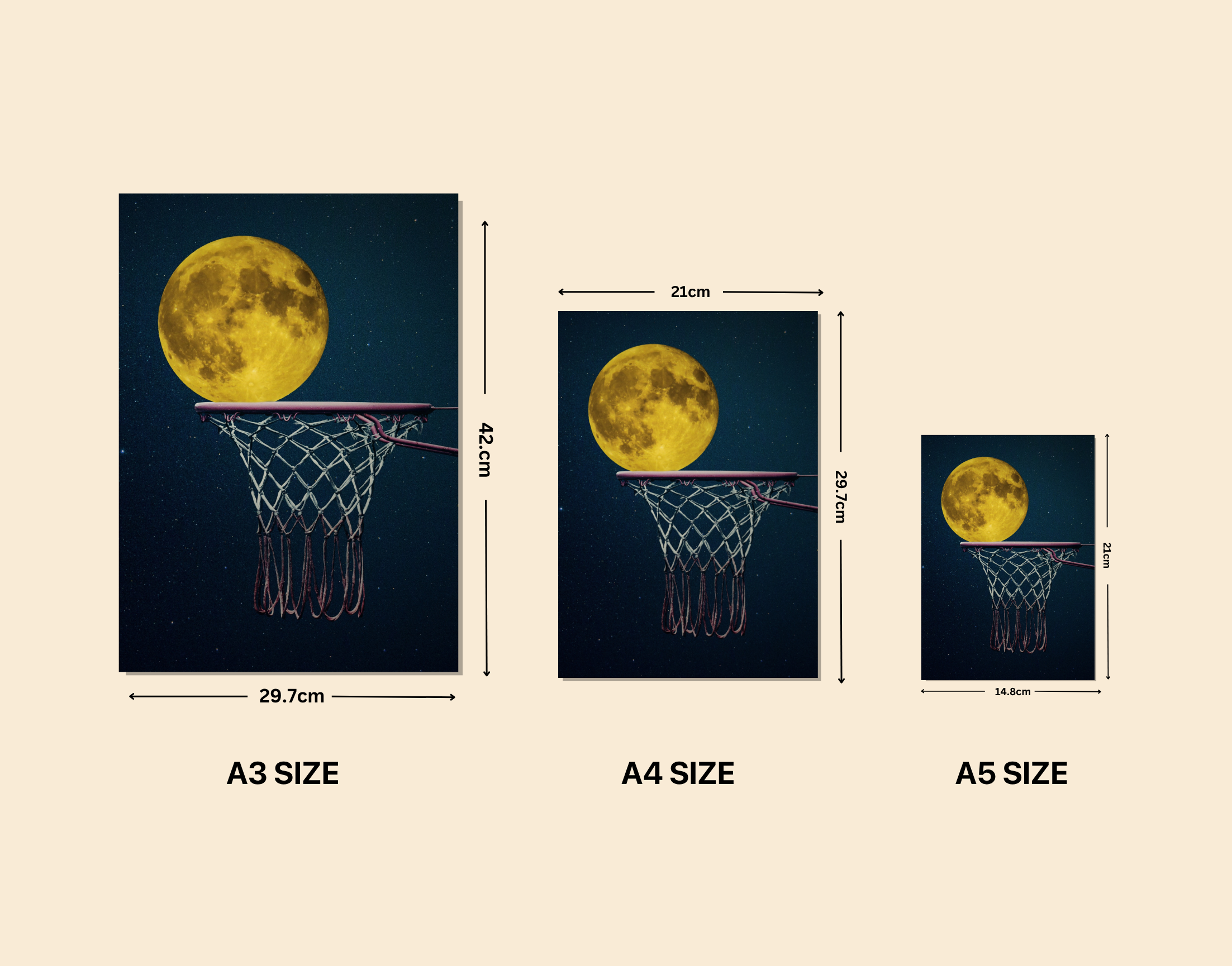 "GAME WITH THE MOON"- Shiny & Sturdy Metallic Poster Art That Pops & Sticks