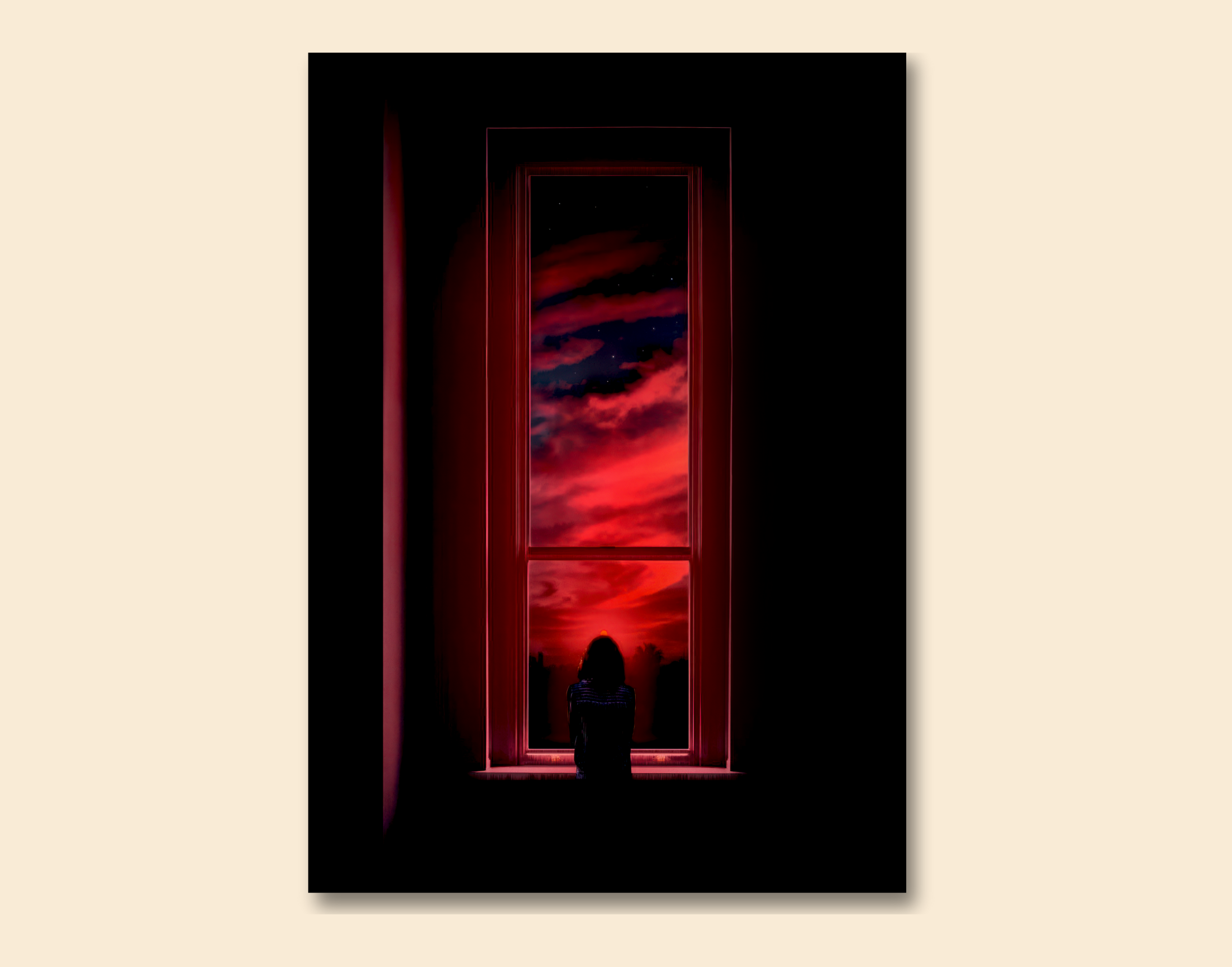"THE RED WINDOW"- Shiny & Sturdy Metallic Poster Art That Pops & Sticks