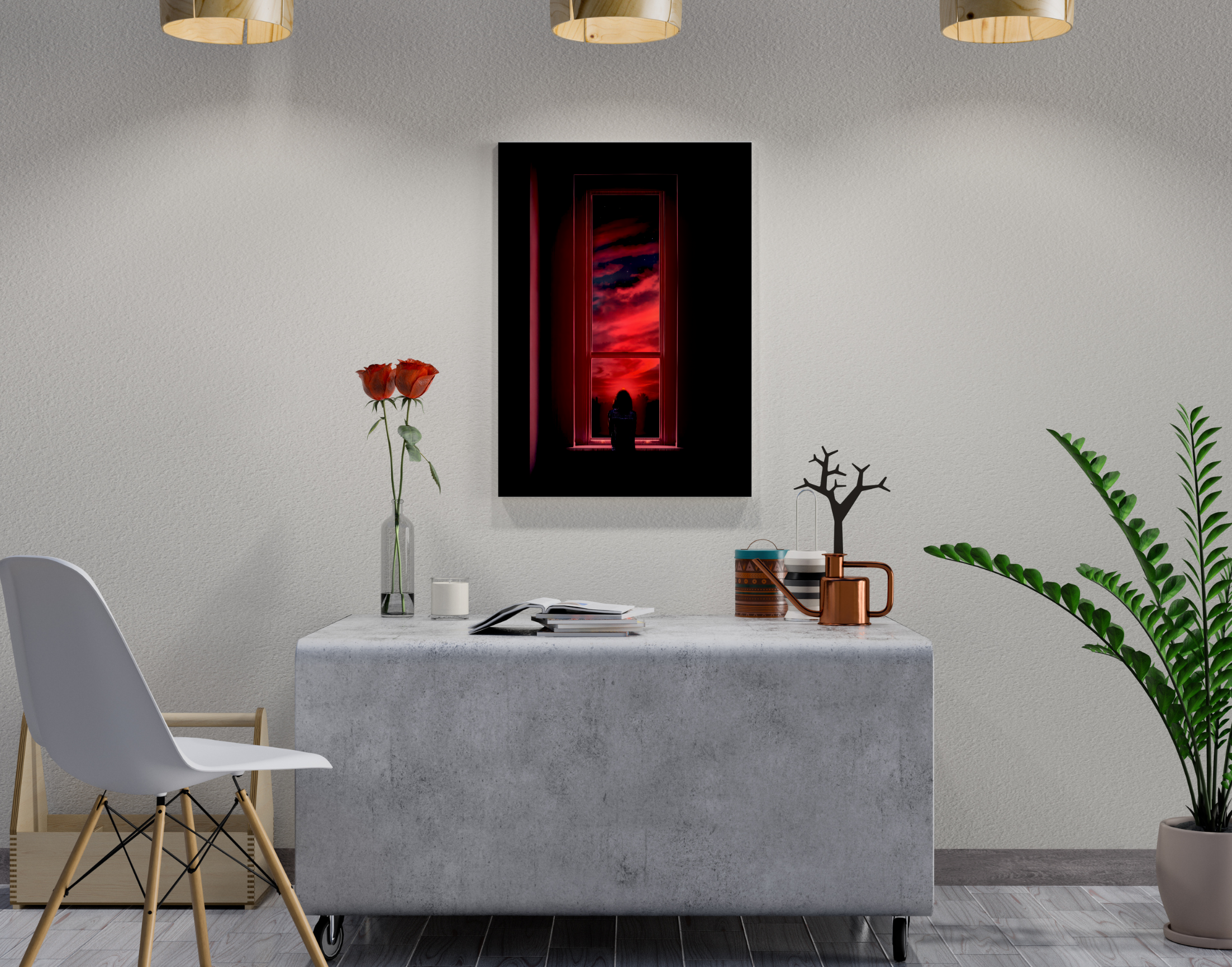 "THE RED WINDOW"- Shiny & Sturdy Metallic Poster Art That Pops & Sticks