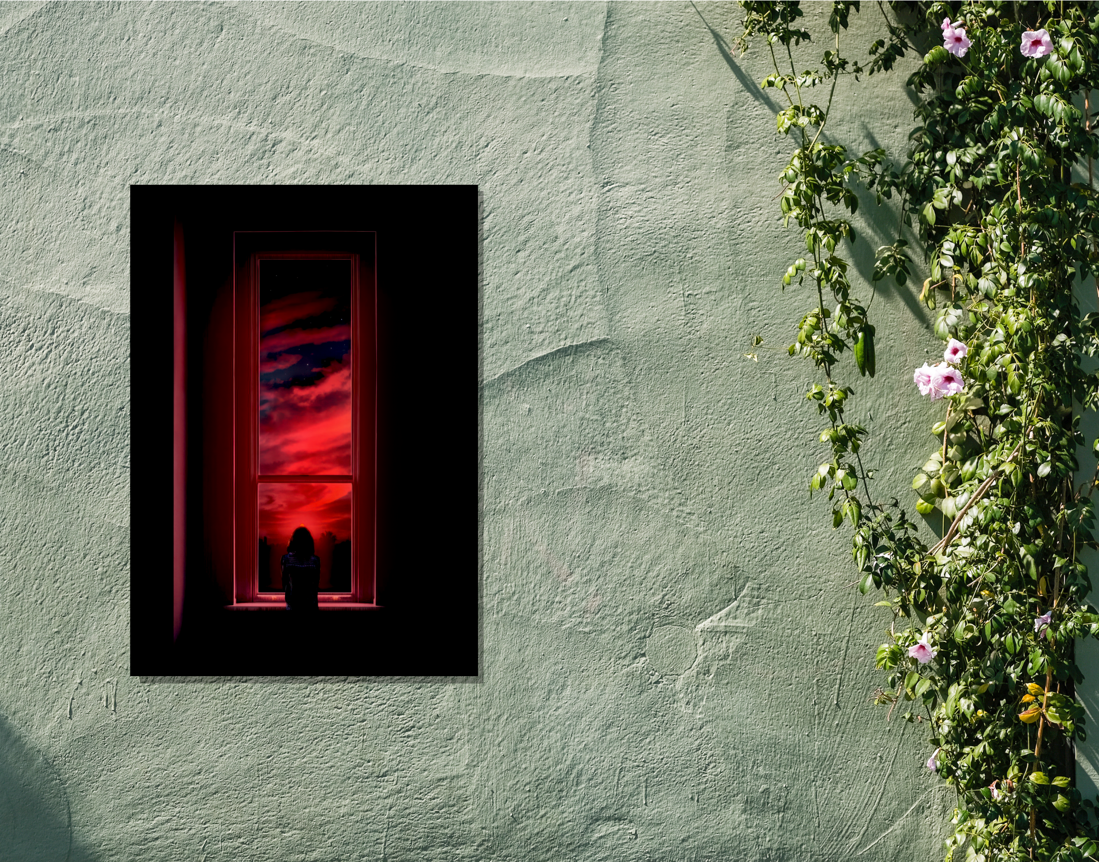 "THE RED WINDOW"- Shiny & Sturdy Metallic Poster Art That Pops & Sticks