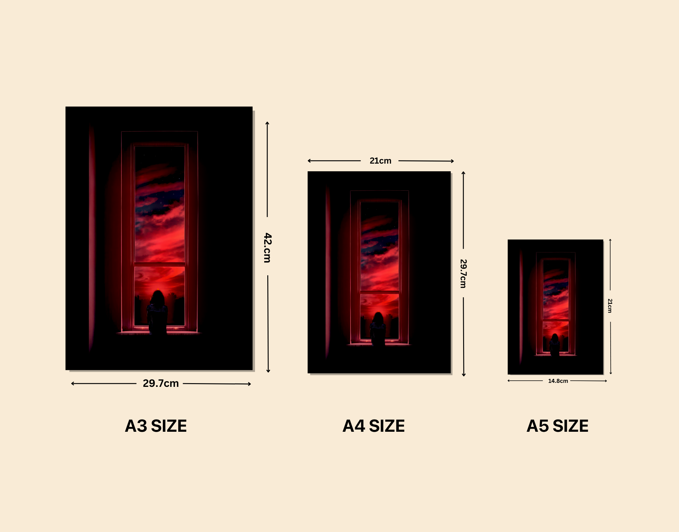 "THE RED WINDOW"- Shiny & Sturdy Metallic Poster Art That Pops & Sticks