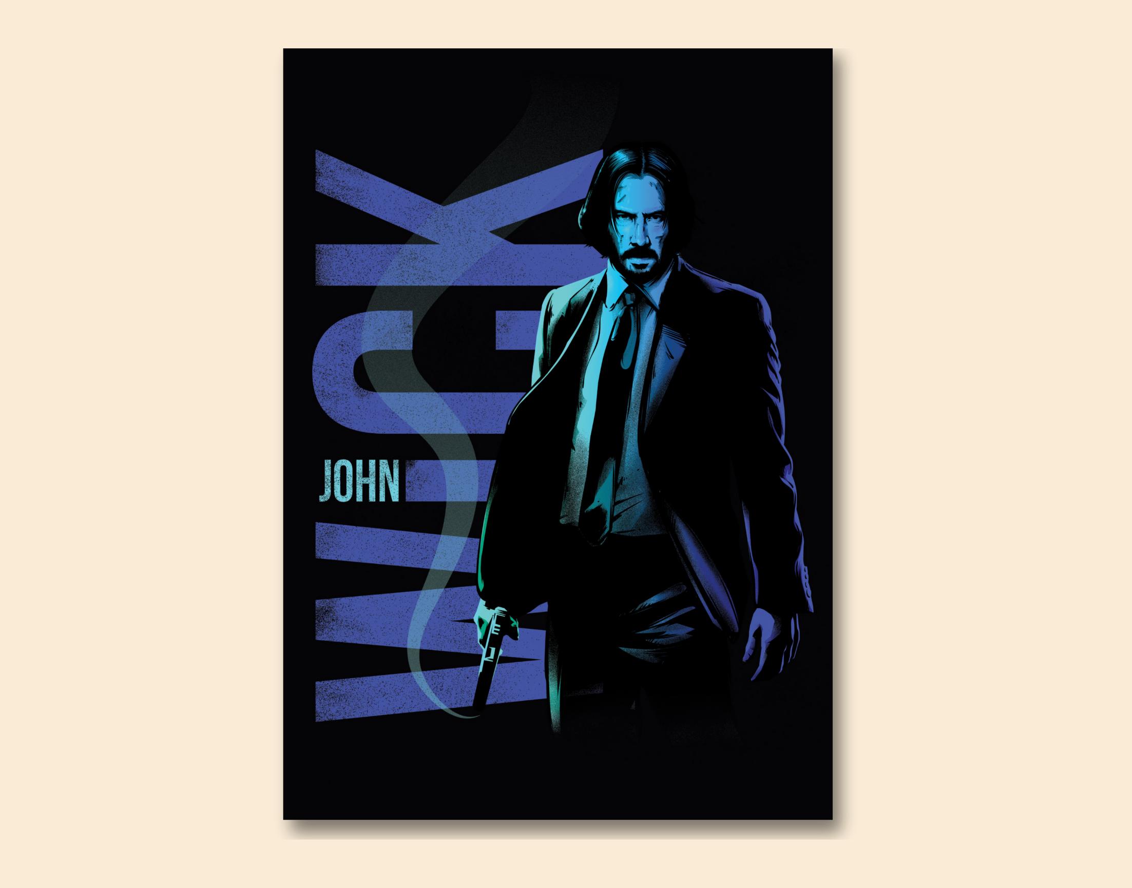 "JHON WICK- THE BOSS"- Shiny & Sturdy Metallic Poster Art That Pops & Sticks