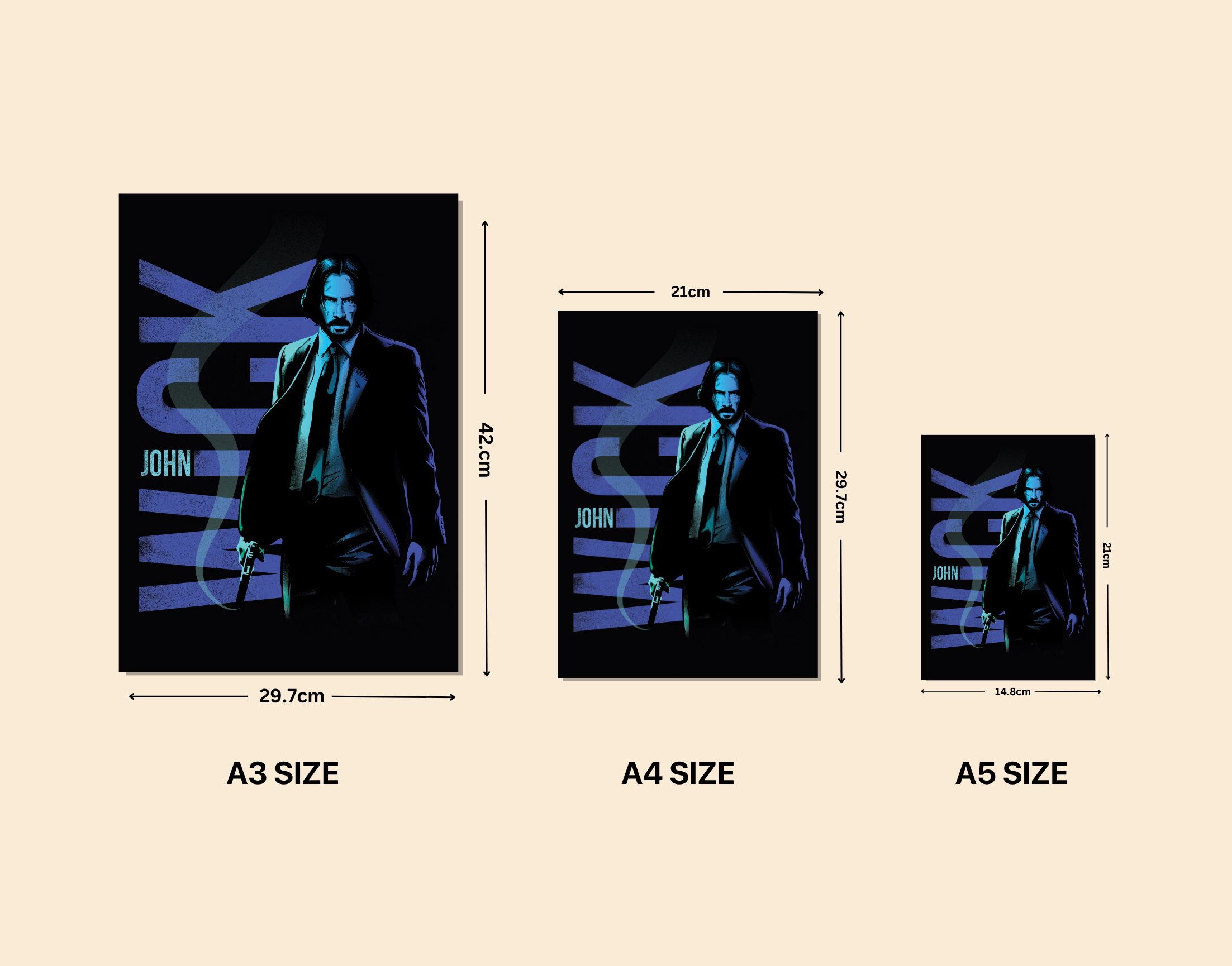 "JHON WICK- THE BOSS"- Shiny & Sturdy Metallic Poster Art That Pops & Sticks