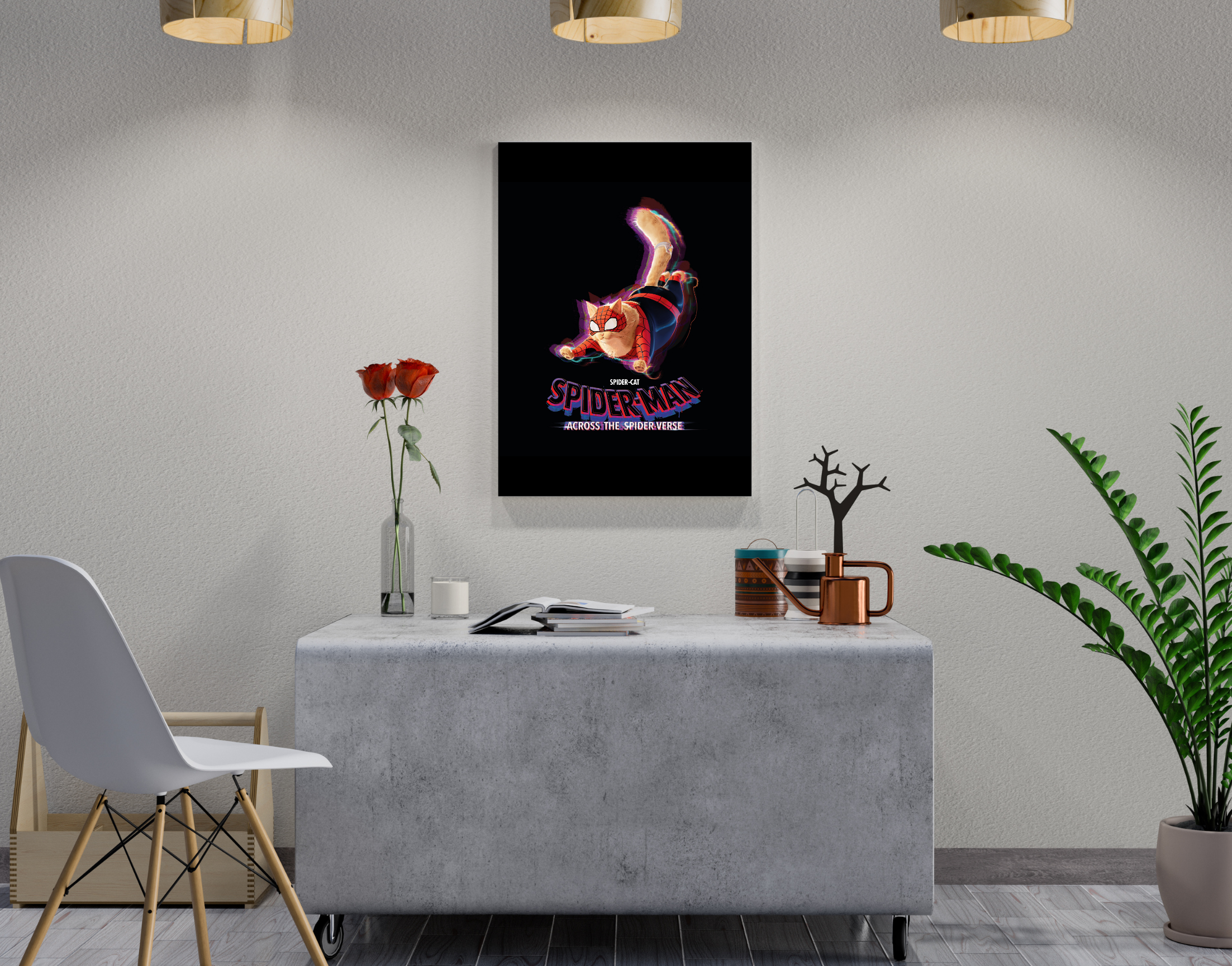 "SPIDER CAT"- Shiny & Sturdy Metallic Poster Art That Pops & Sticks